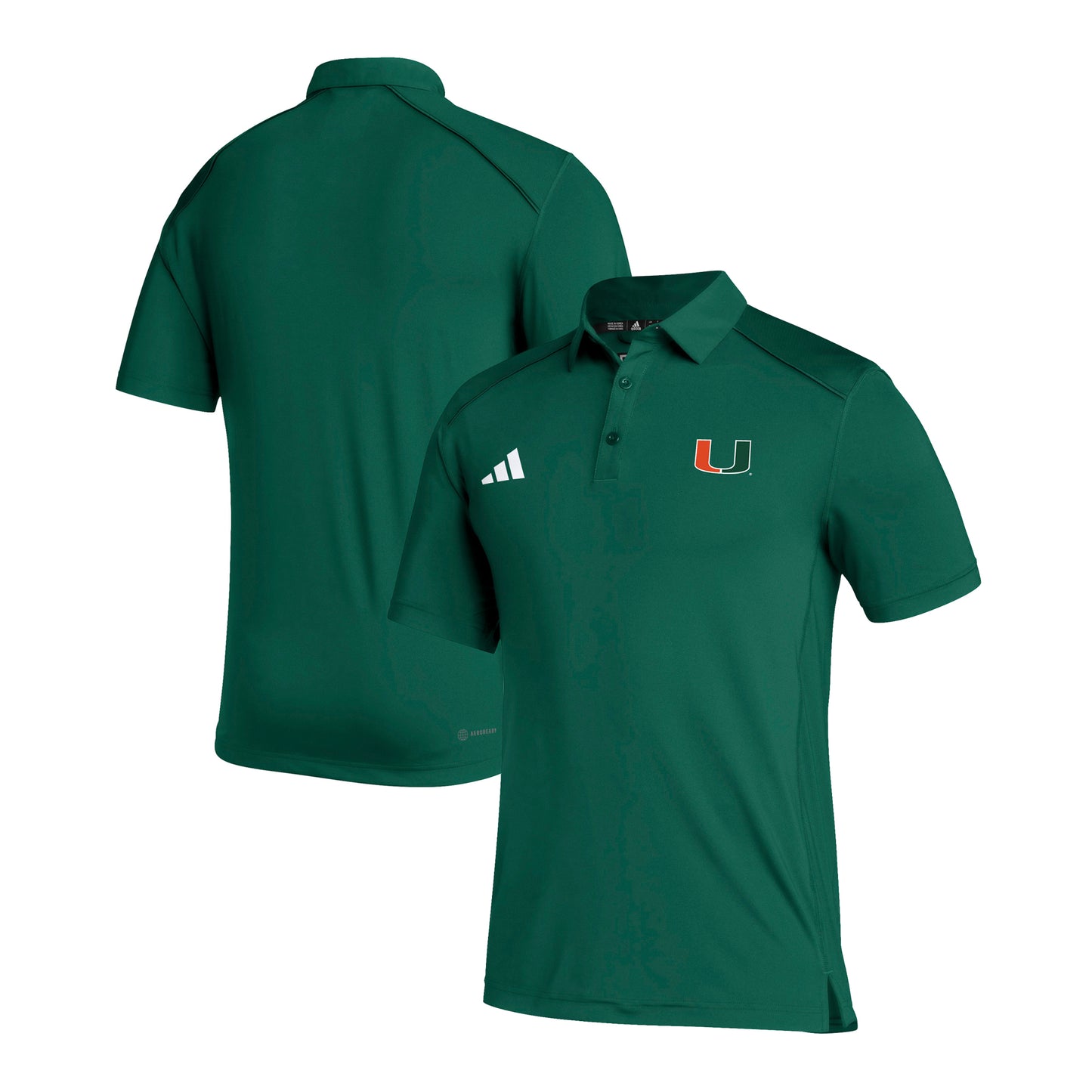 Men's adidas Green Miami Hurricanes Performance Classic Polo