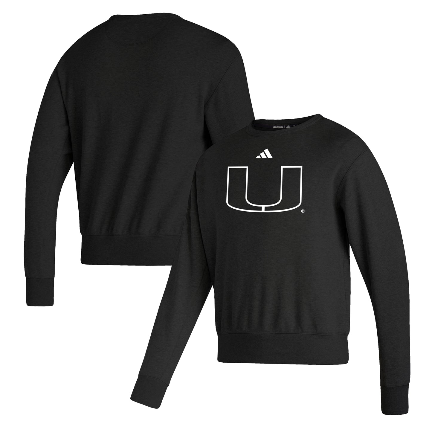 Men's adidas Black Miami Hurricanes Premium Vintage Pullover Sweatshirt