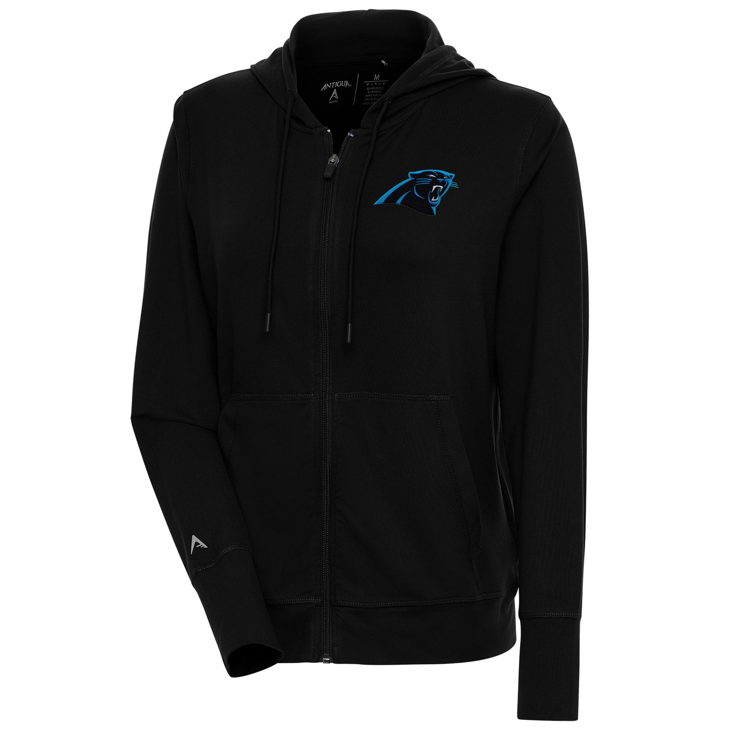 Women's Antigua Black Carolina Panthers Moving Full-Zip Jacket