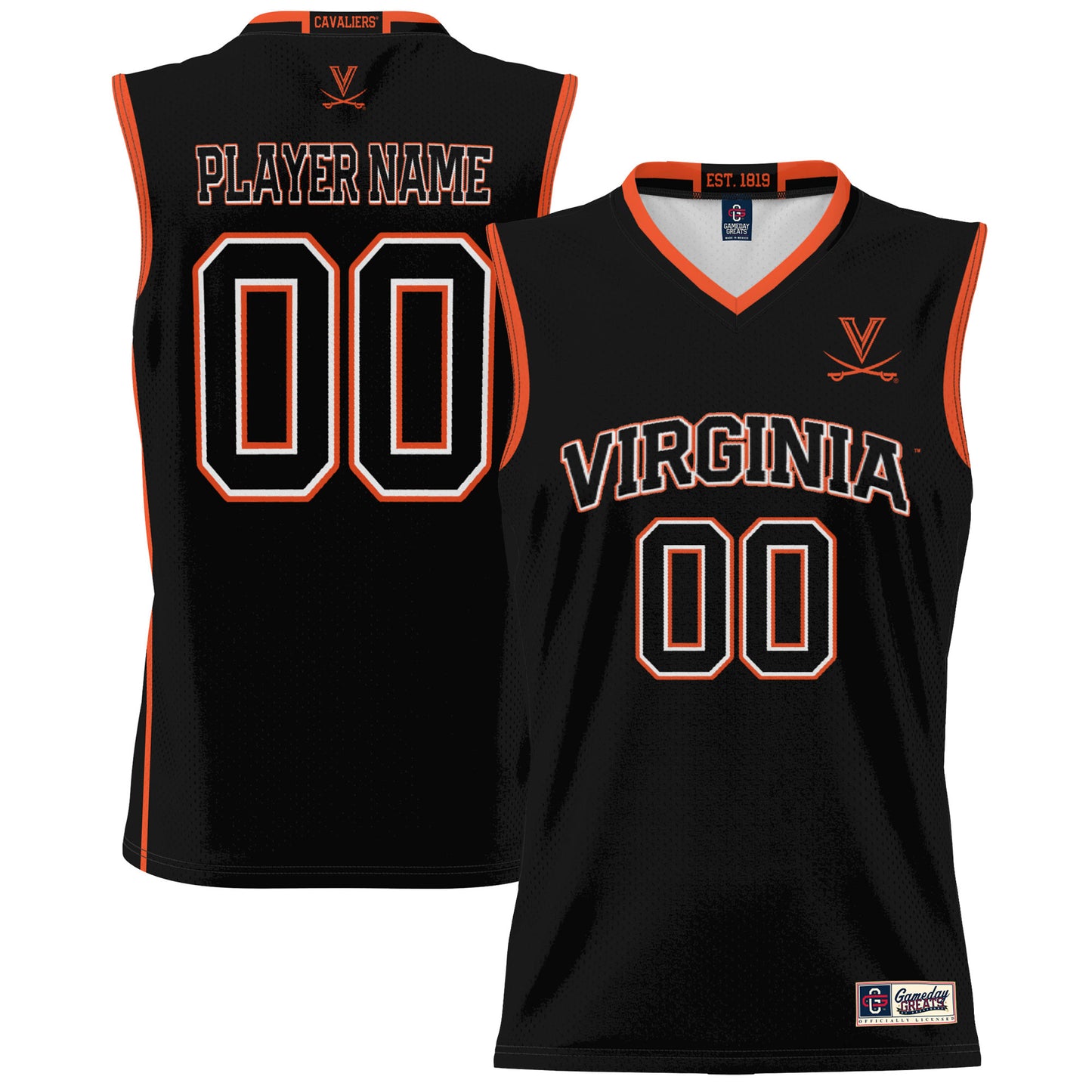 Men's GameDay Greats Black Virginia Cavaliers NIL Pick-A-Player Lightweight Basketball Jersey