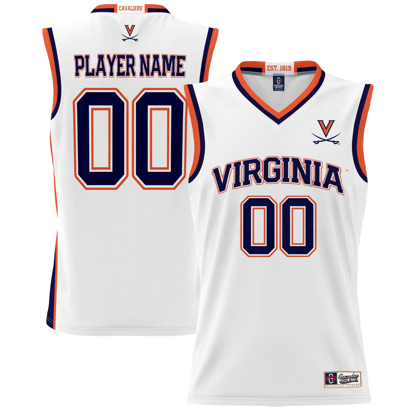 Youth GameDay Greats White Virginia Cavaliers NIL Pick-A-Player Lightweight Basketball Jersey
