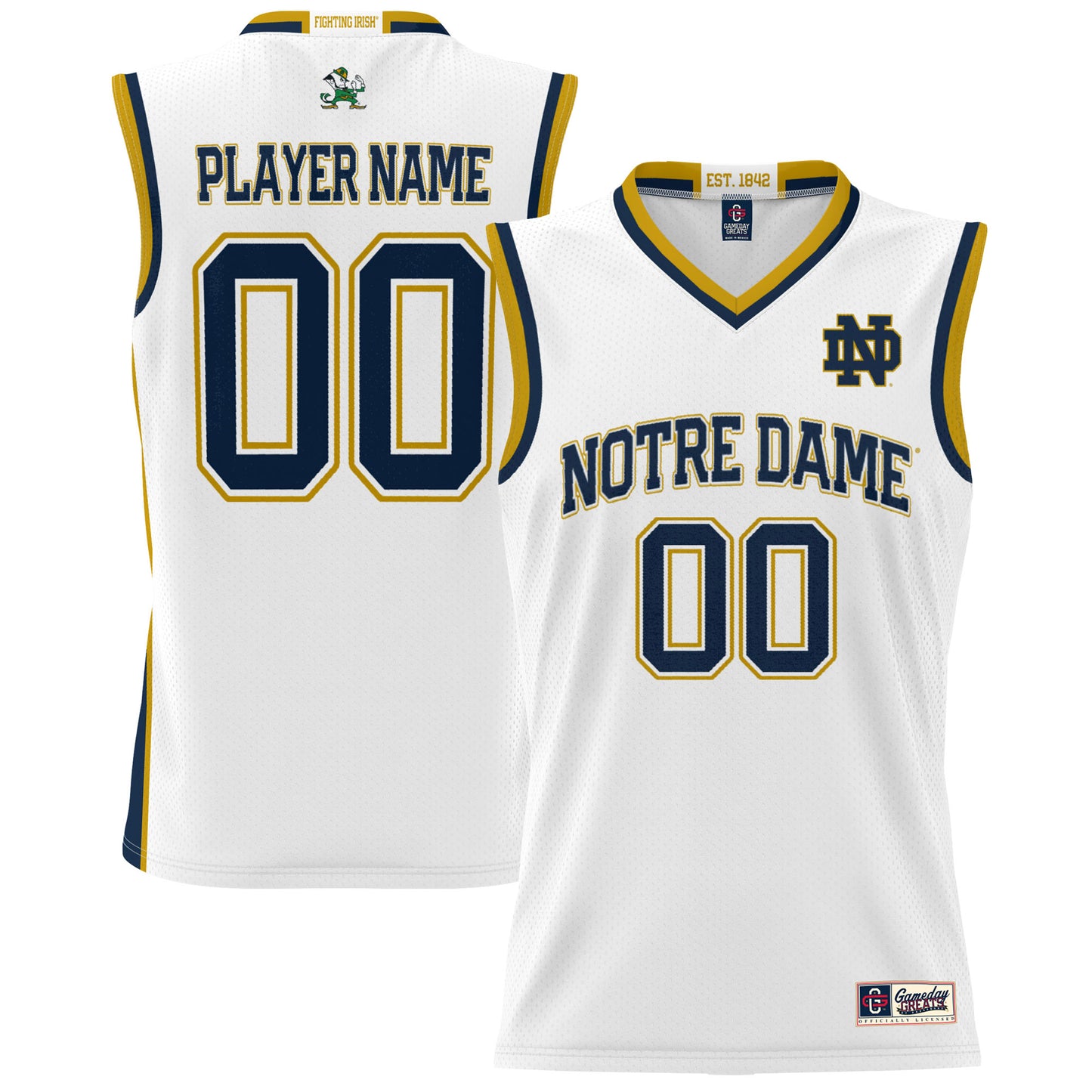 Youth GameDay Greats White Notre Dame Fighting Irish NIL Pick-A-Player Lightweight Basketball Jersey