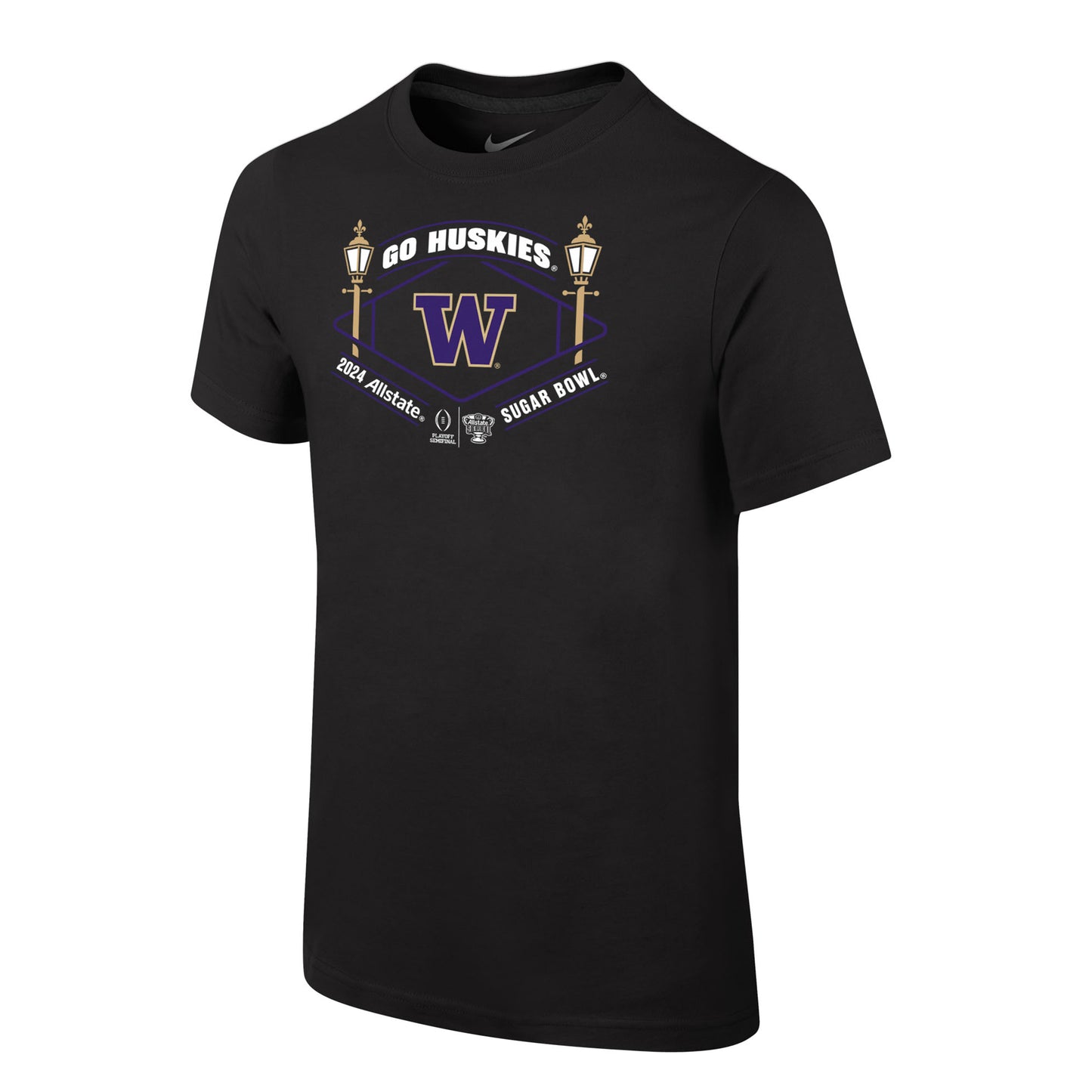 Youth Black Washington Huskies College Football Playoff 2024 Sugar Bowl T-Shirt