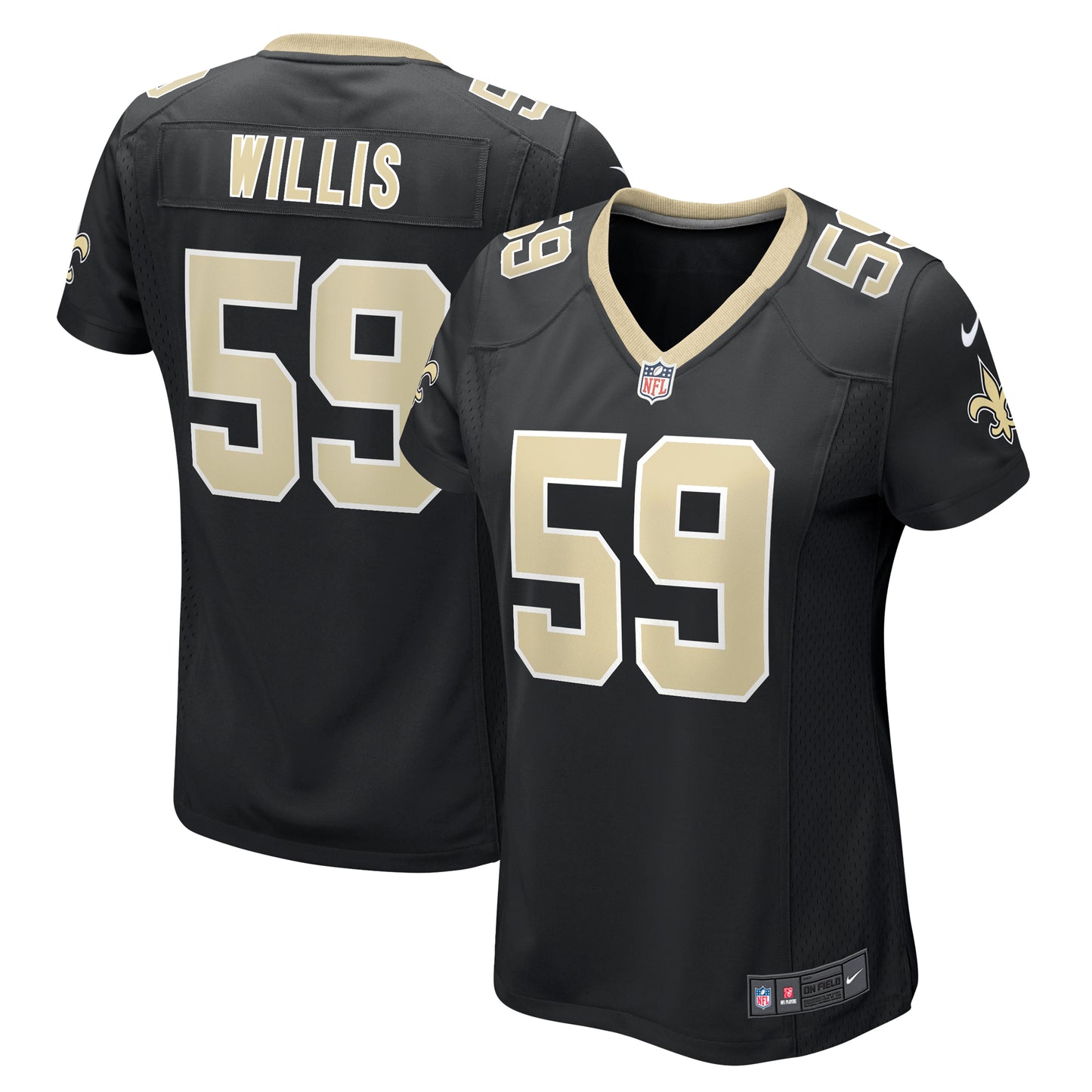Women's Nike Jordan Willis Black New Orleans Saints Team Game Jersey
