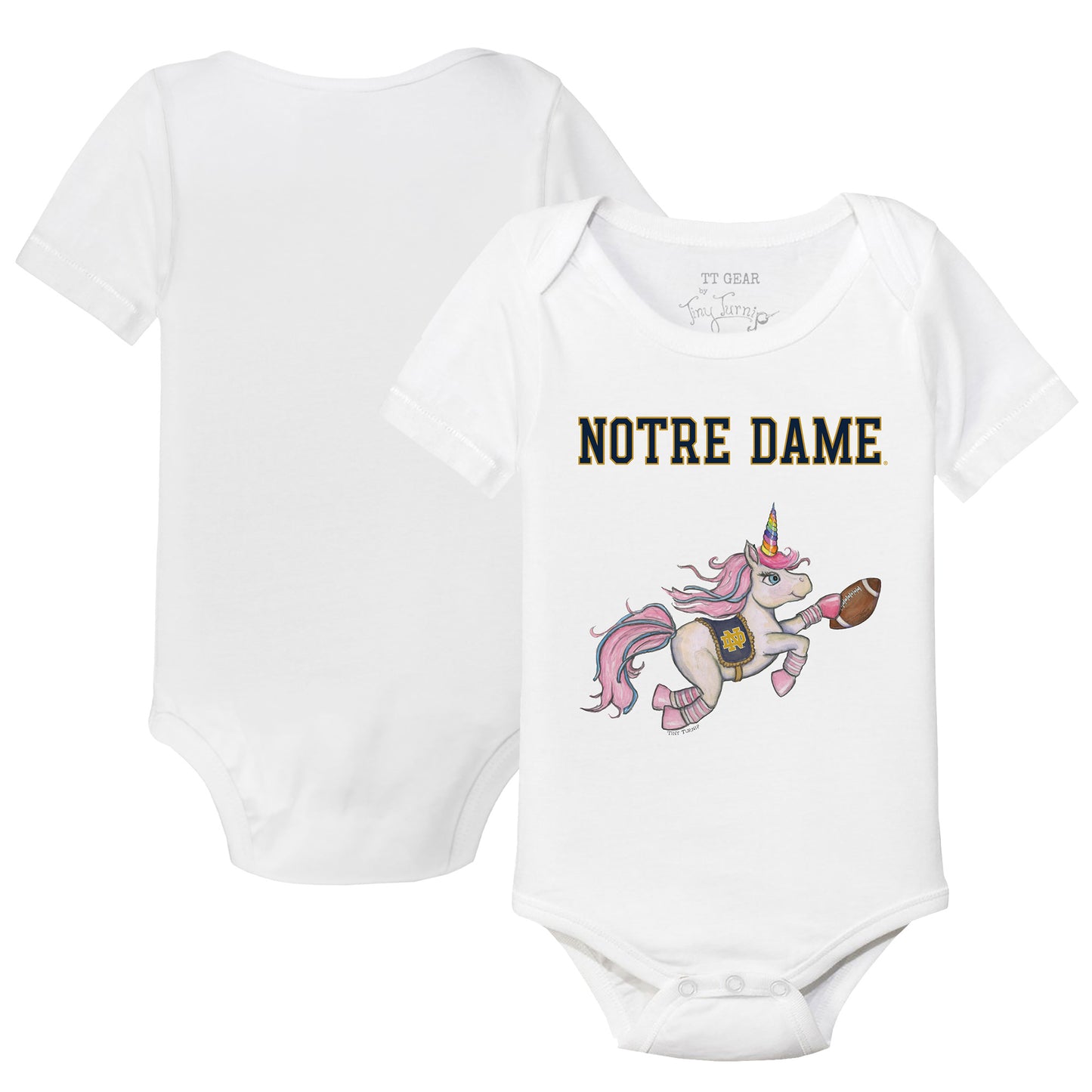 Infant Tiny Turnip White Notre Dame Fighting Irish Unicorn Bodysuit