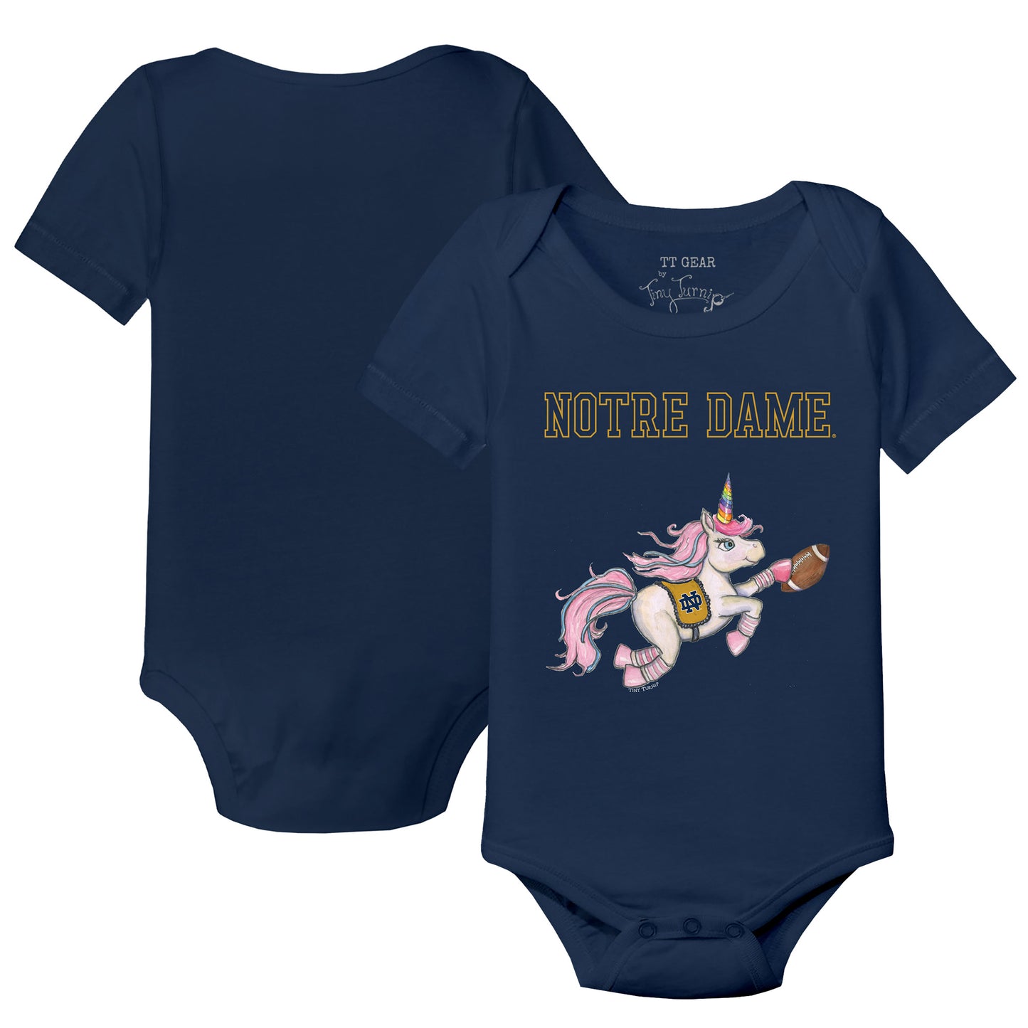 Infant Tiny Turnip Navy Notre Dame Fighting Irish Unicorn Bodysuit