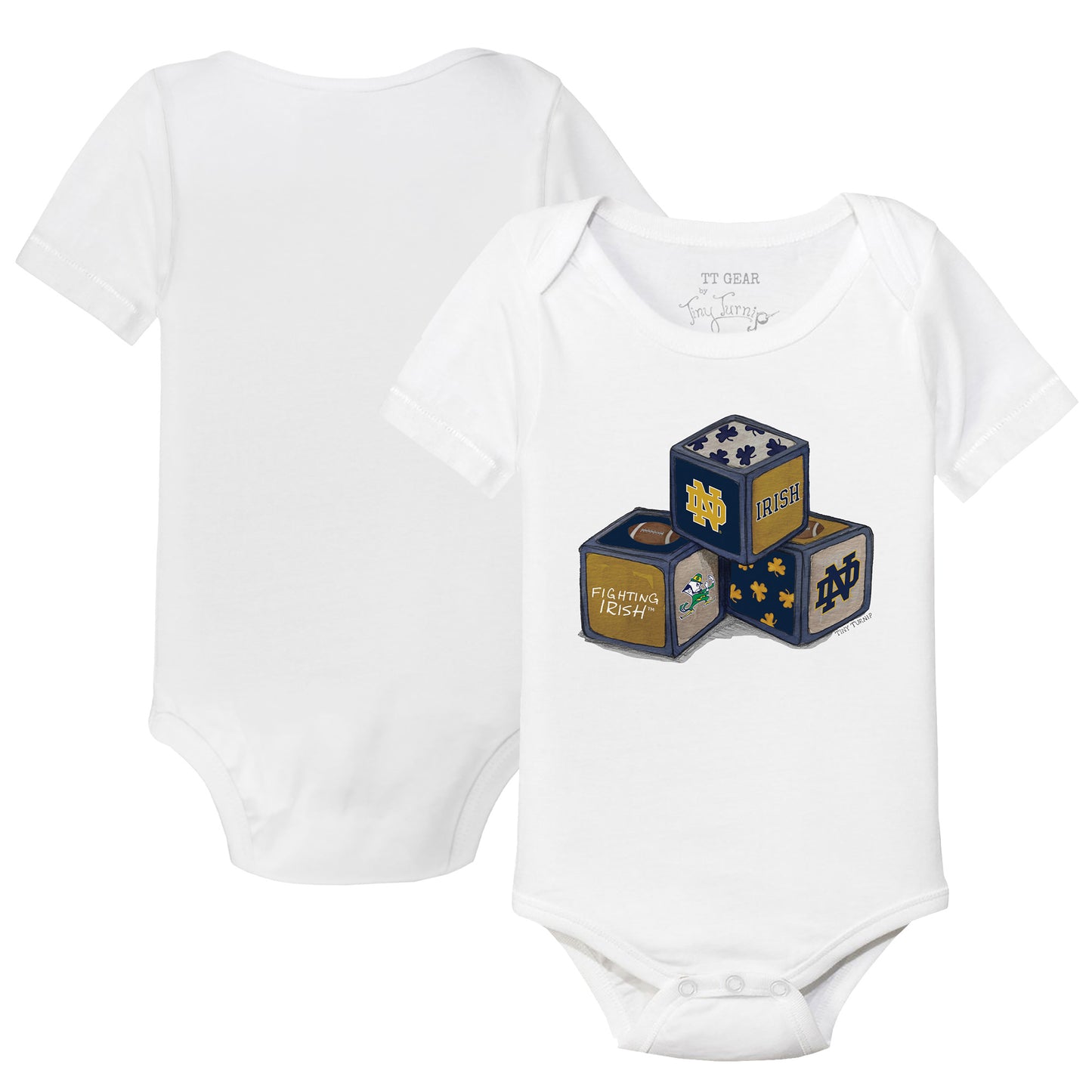 Infant Tiny Turnip White Notre Dame Fighting Irish Blocks Bodysuit