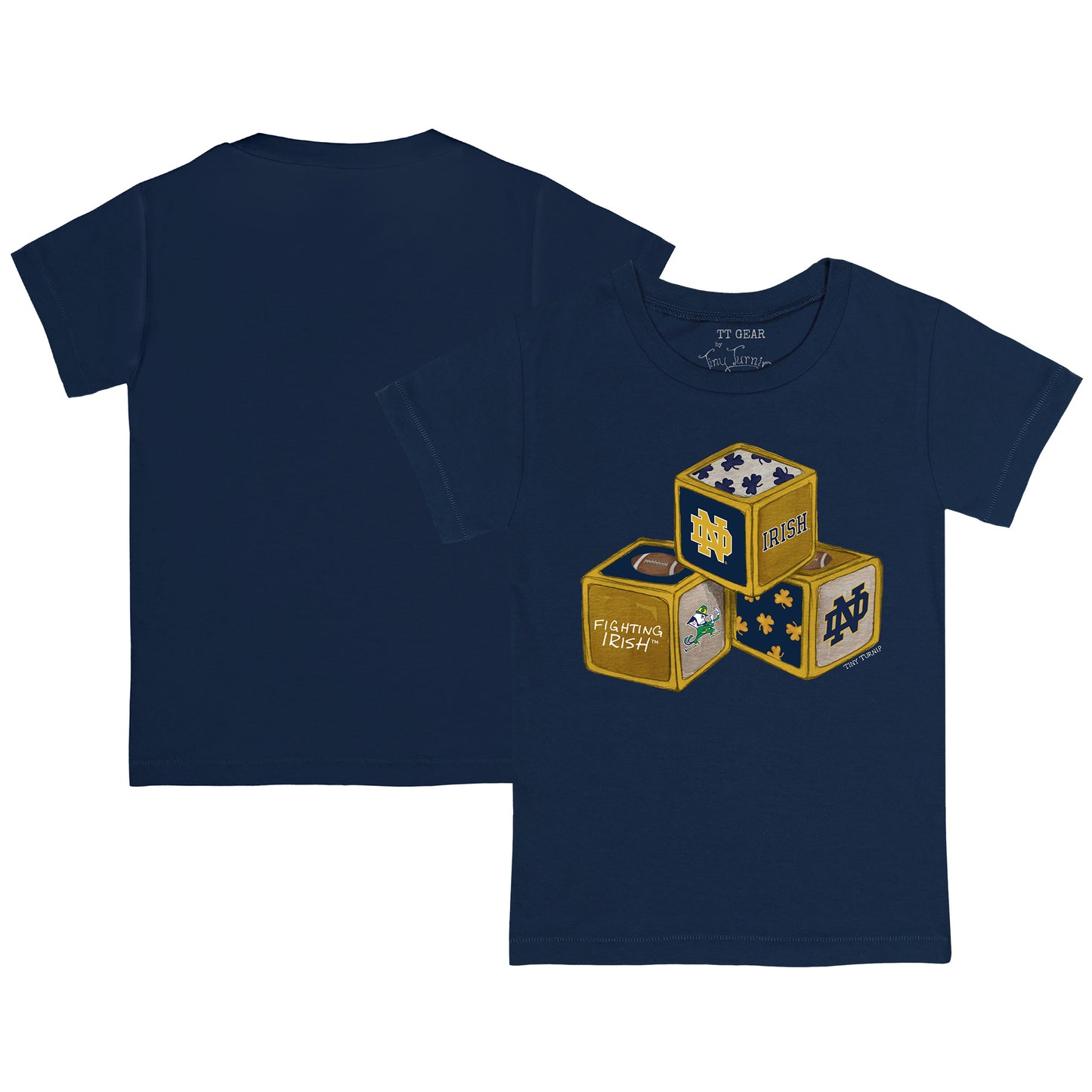 Toddler Tiny Turnip Navy Notre Dame Fighting Irish Blocks T-Shirt