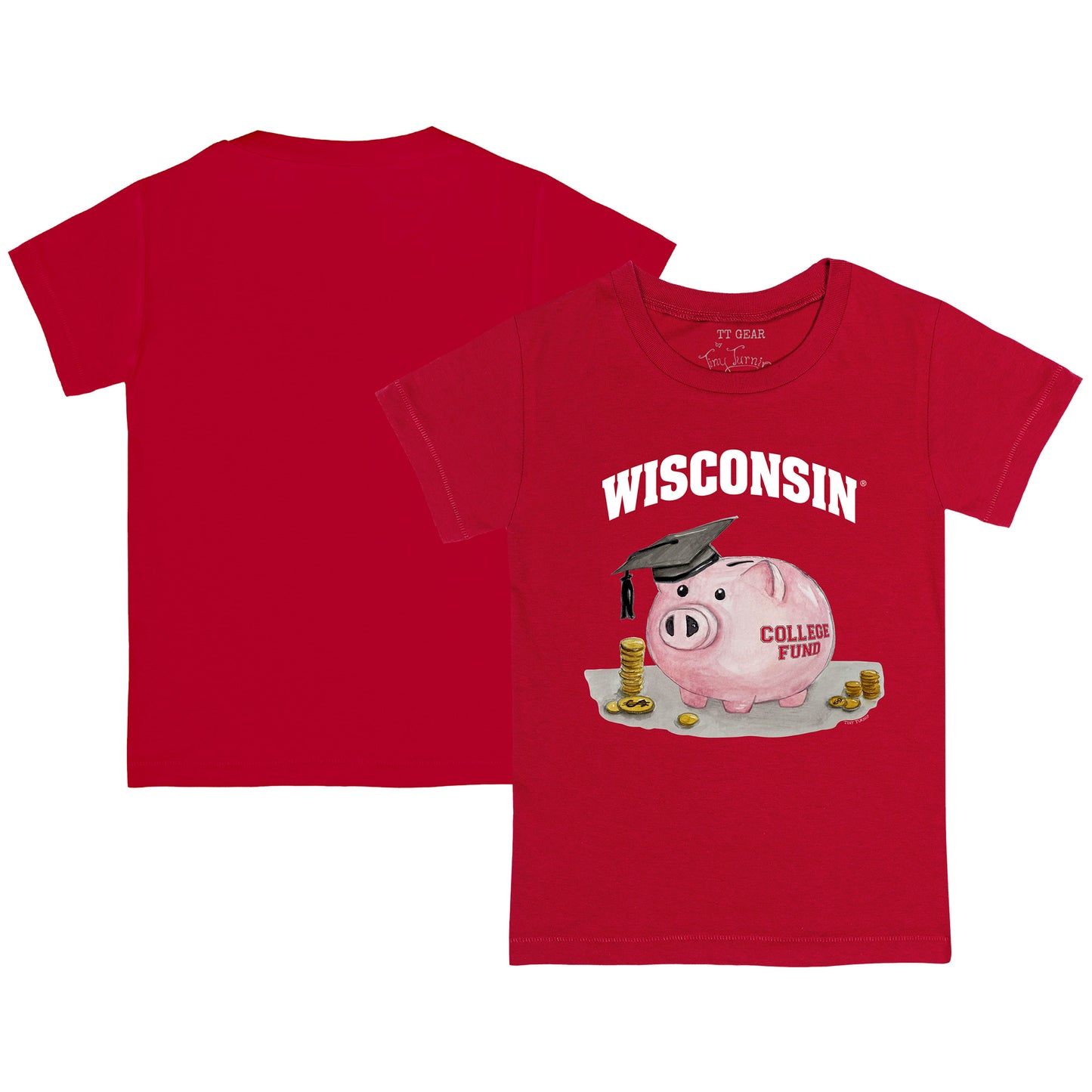 Toddler Tiny Turnip Red Wisconsin Badgers Piggy Bank T-Shirt