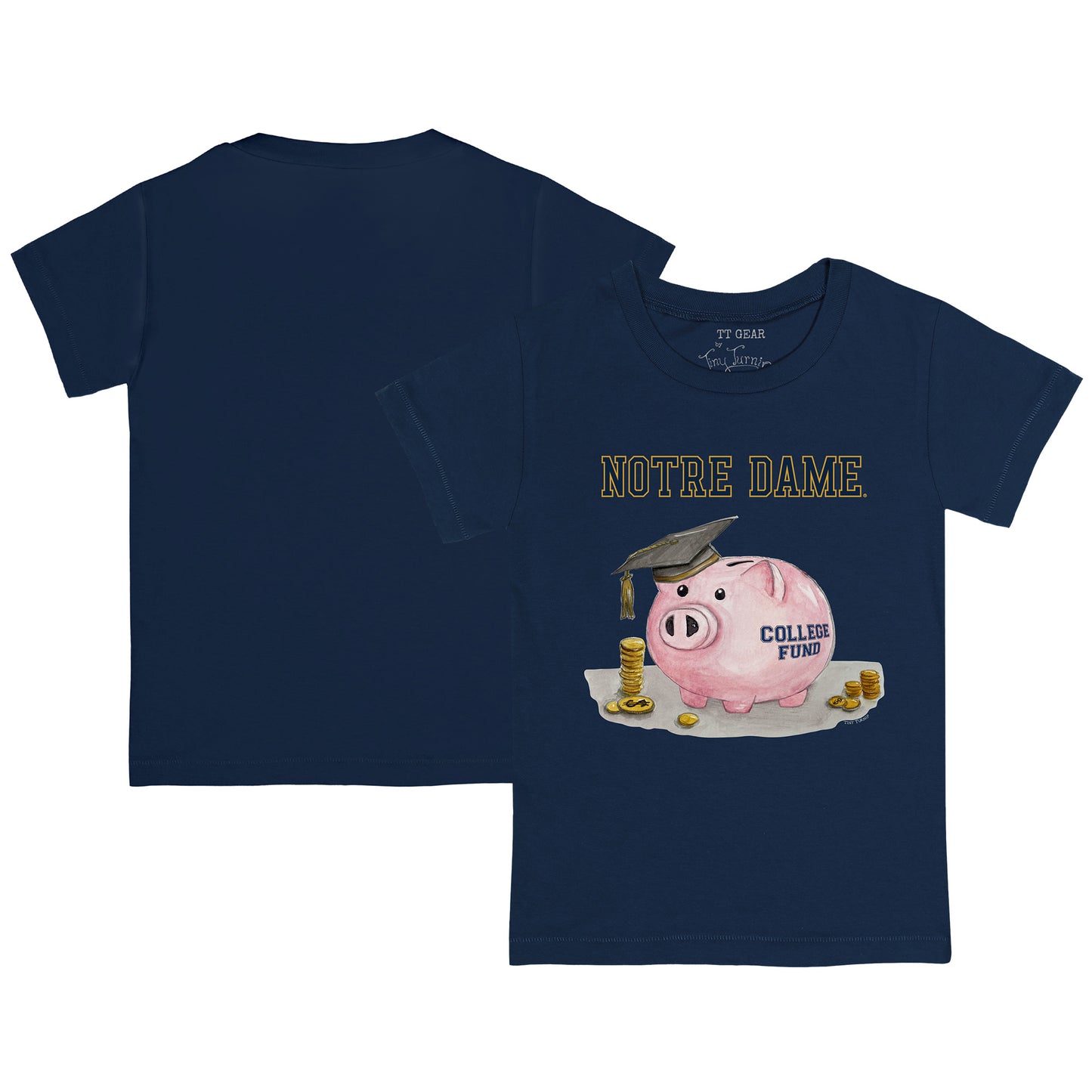 Toddler Tiny Turnip Navy Notre Dame Fighting Irish Piggy Bank T-Shirt