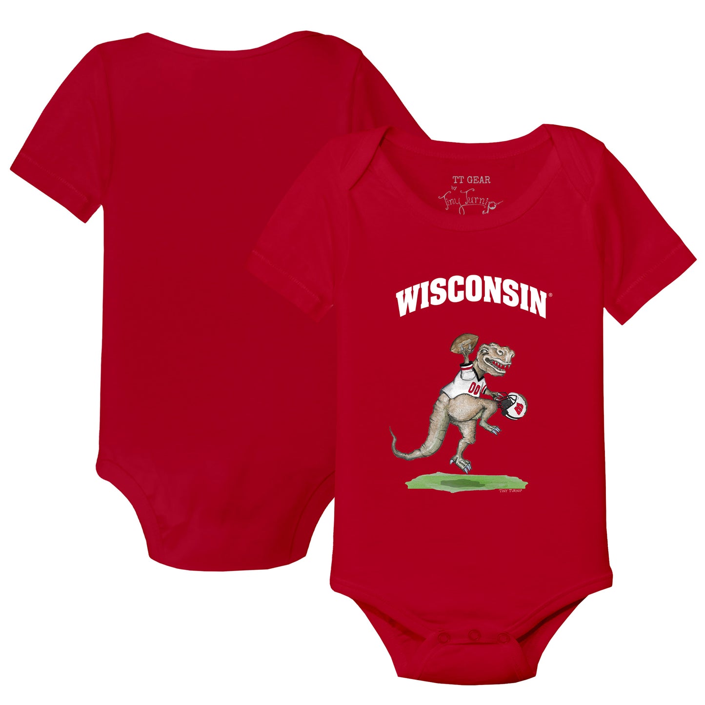 Infant Tiny Turnip Red Wisconsin Badgers T-Rex Bodysuit