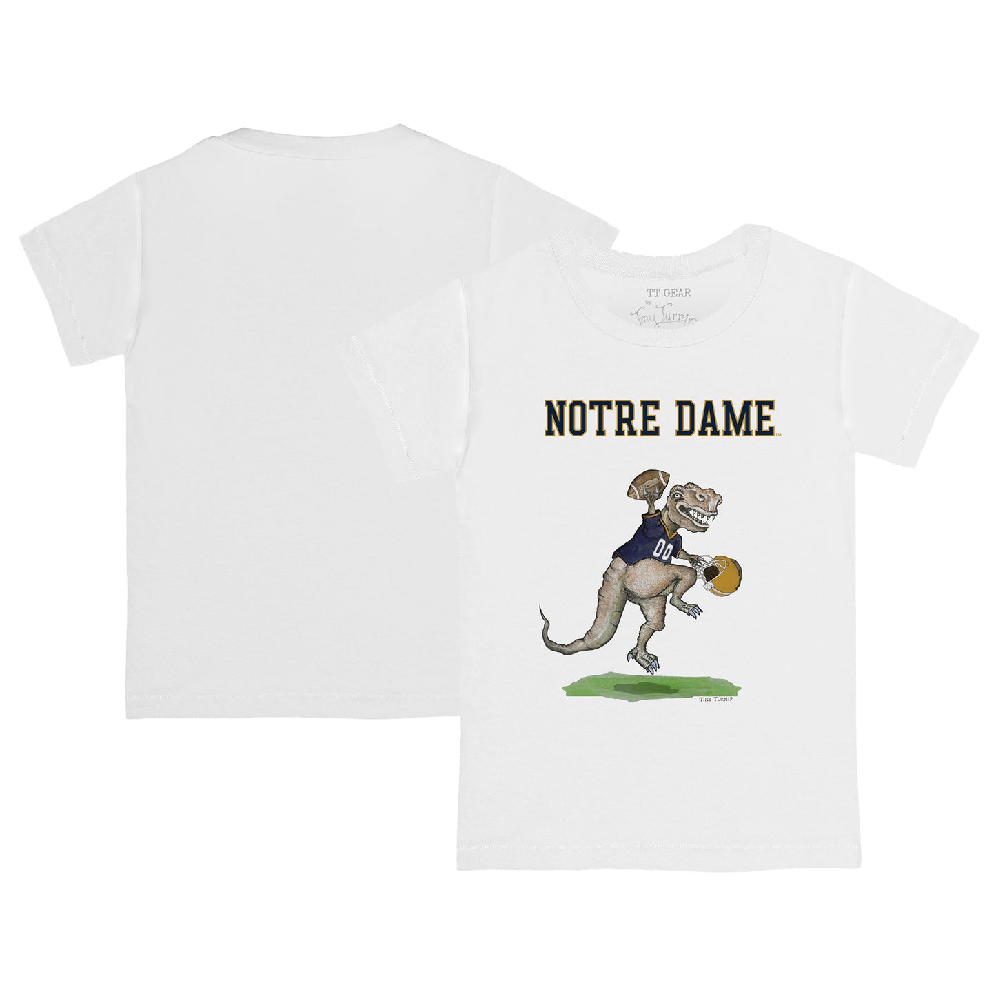 Infant Tiny Turnip White Notre Dame Fighting Irish T-Rex T-Shirt