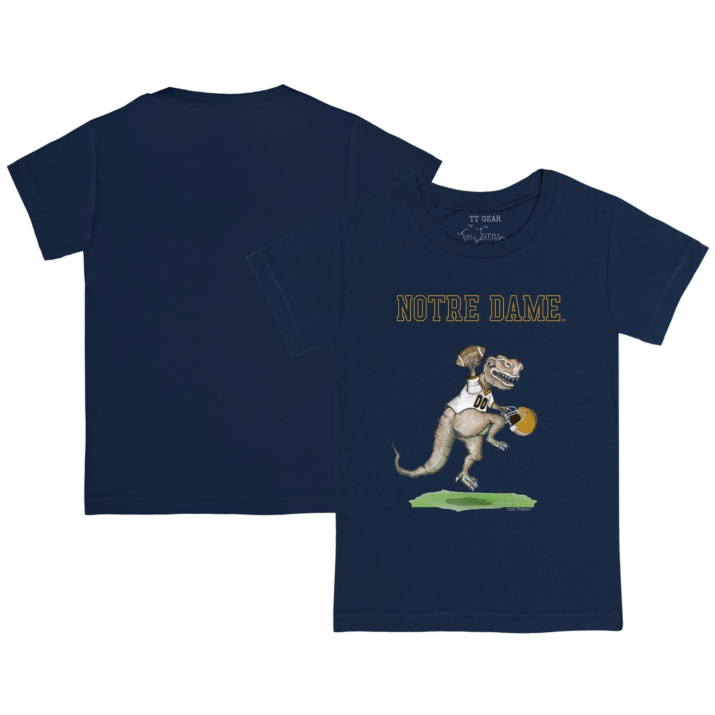 Infant Tiny Turnip Navy Notre Dame Fighting Irish T-Rex T-Shirt