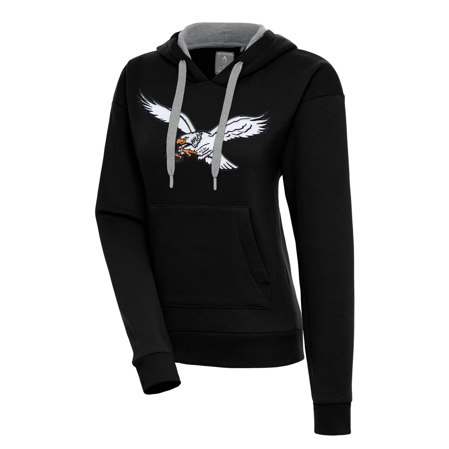 Women's Antigua Black Philadelphia Eagles Victory Pullover Hoodie
