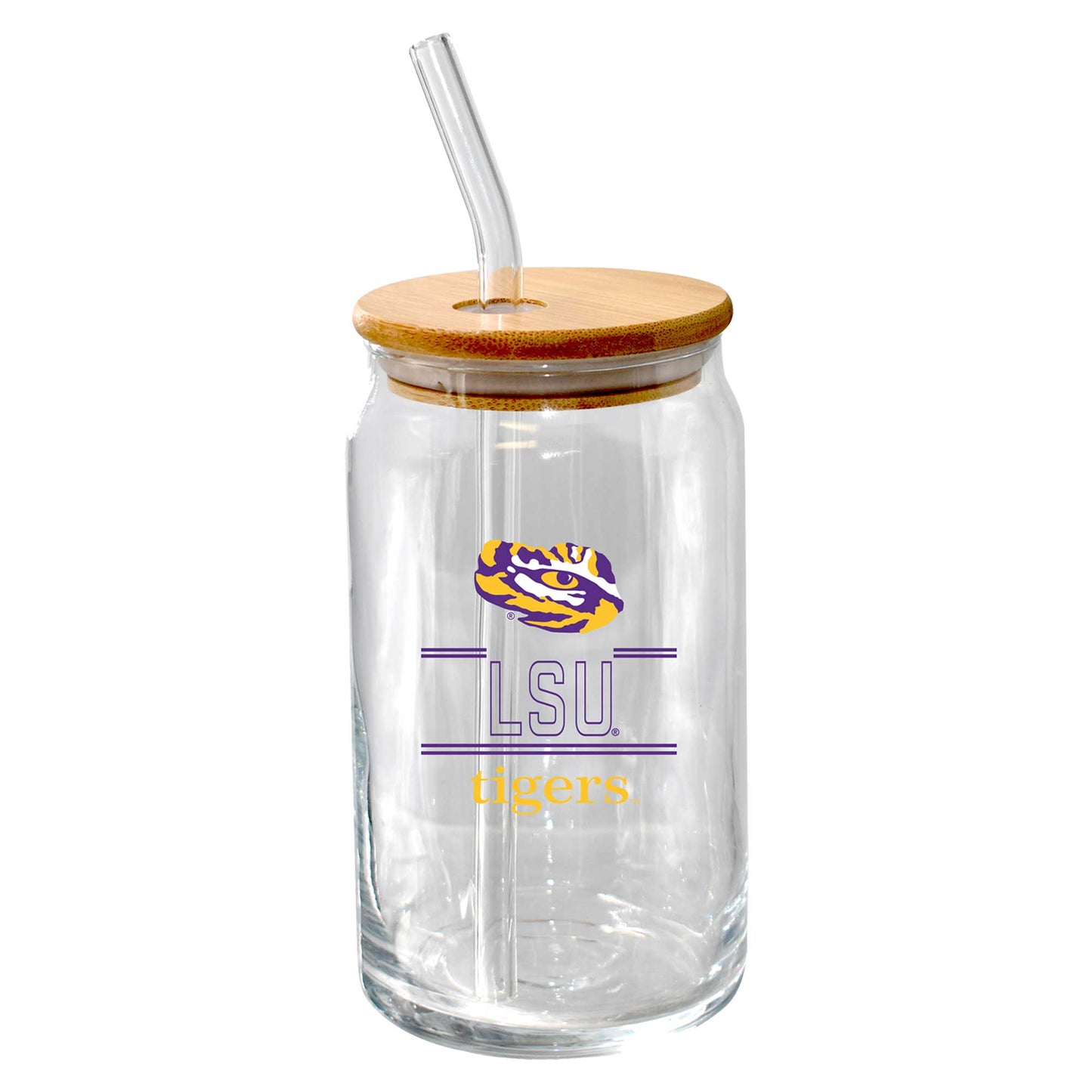 The Memory Company LSU Tigers 16oz. Classic Crew Beer Glass with Bamboo Lid