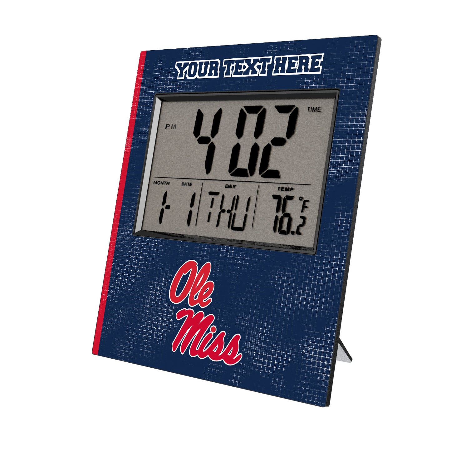 Keyscaper Ole Miss Rebels Cross Hatch Personalized Digital Desk Clock