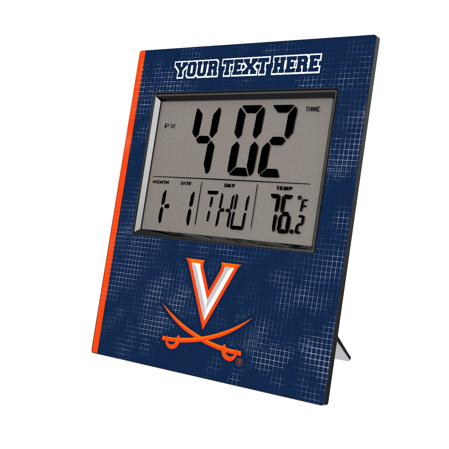 Keyscaper Virginia Cavaliers Cross Hatch Personalized Digital Desk Clock