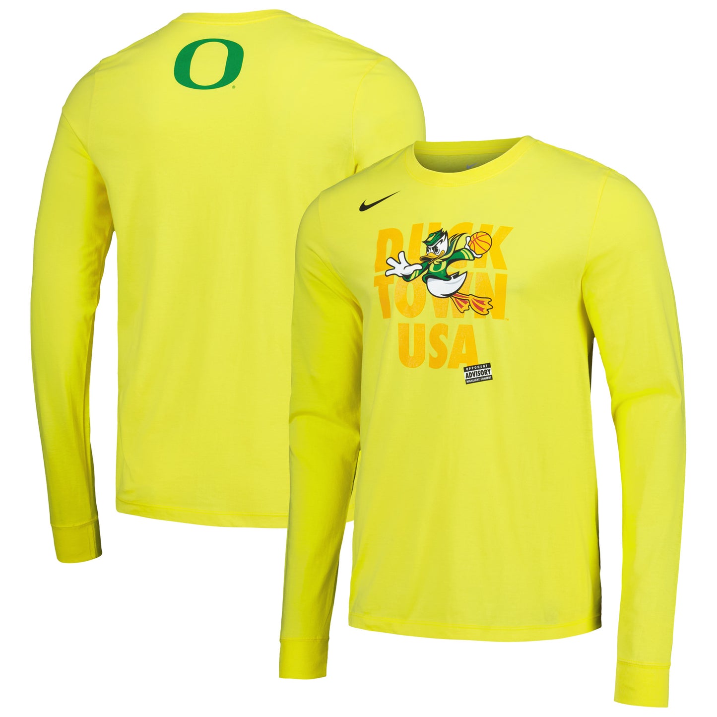 Men's Nike Yellow Oregon Ducks Duck Town Pre-Game Warm-Up Long Sleeve T-Shirt