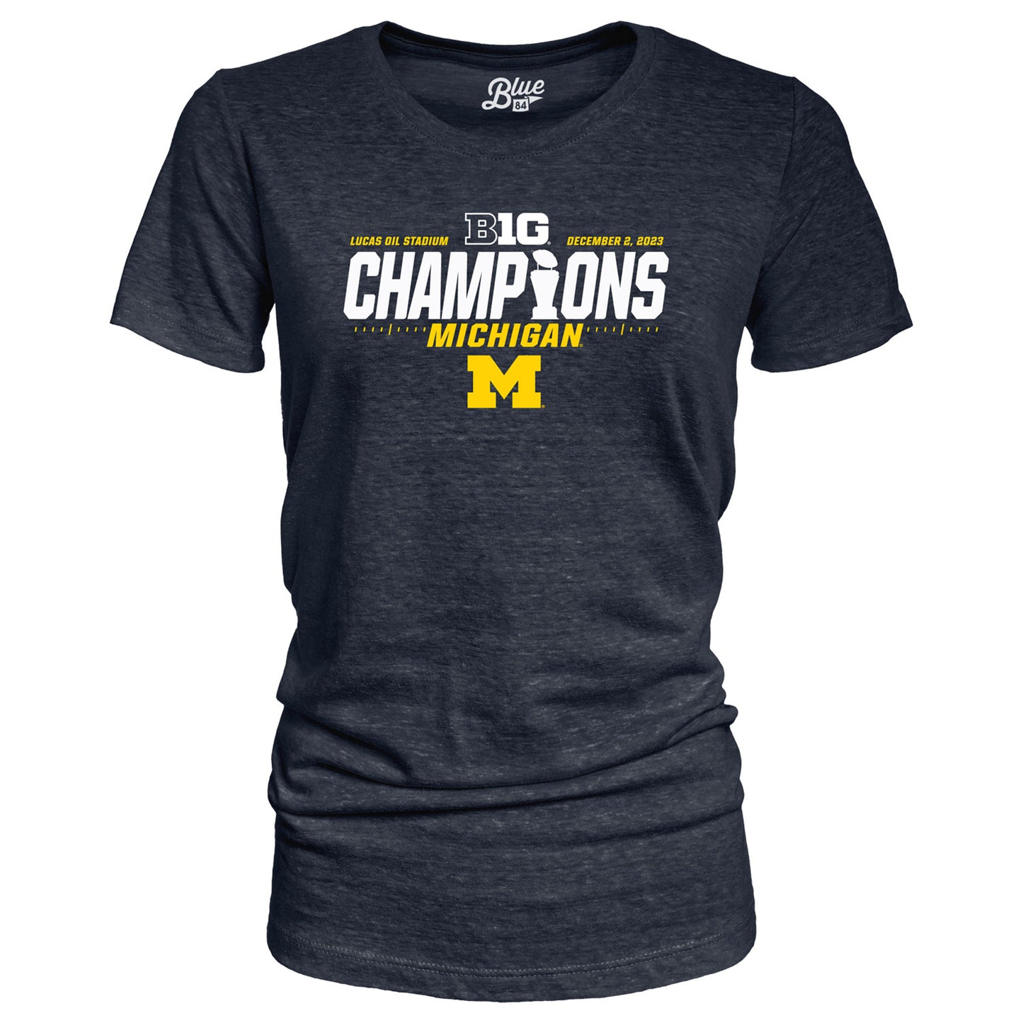 Women's Blue 84 Navy Michigan Wolverines 2023 Big Ten Football Conference Champions Locker Room Tri-Blend V-Neck T-Shirt