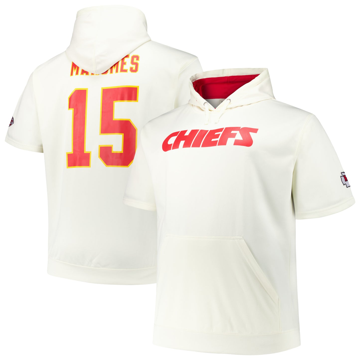 Men's Fanatics Patrick Mahomes Cream Kansas City Chiefs Big & Tall Short Sleeve Hoodie T-Shirt