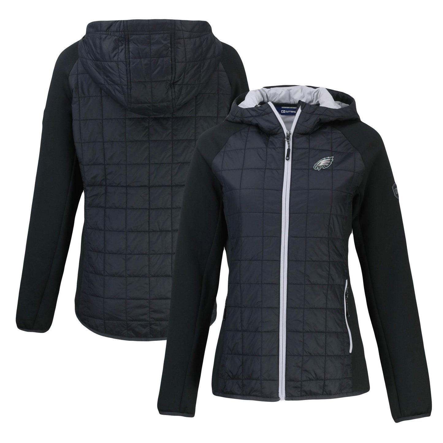 Women's Cutter & Buck Black Philadelphia Eagles Rainier Primaloft Eco Full-Zip Hybrid Jacket