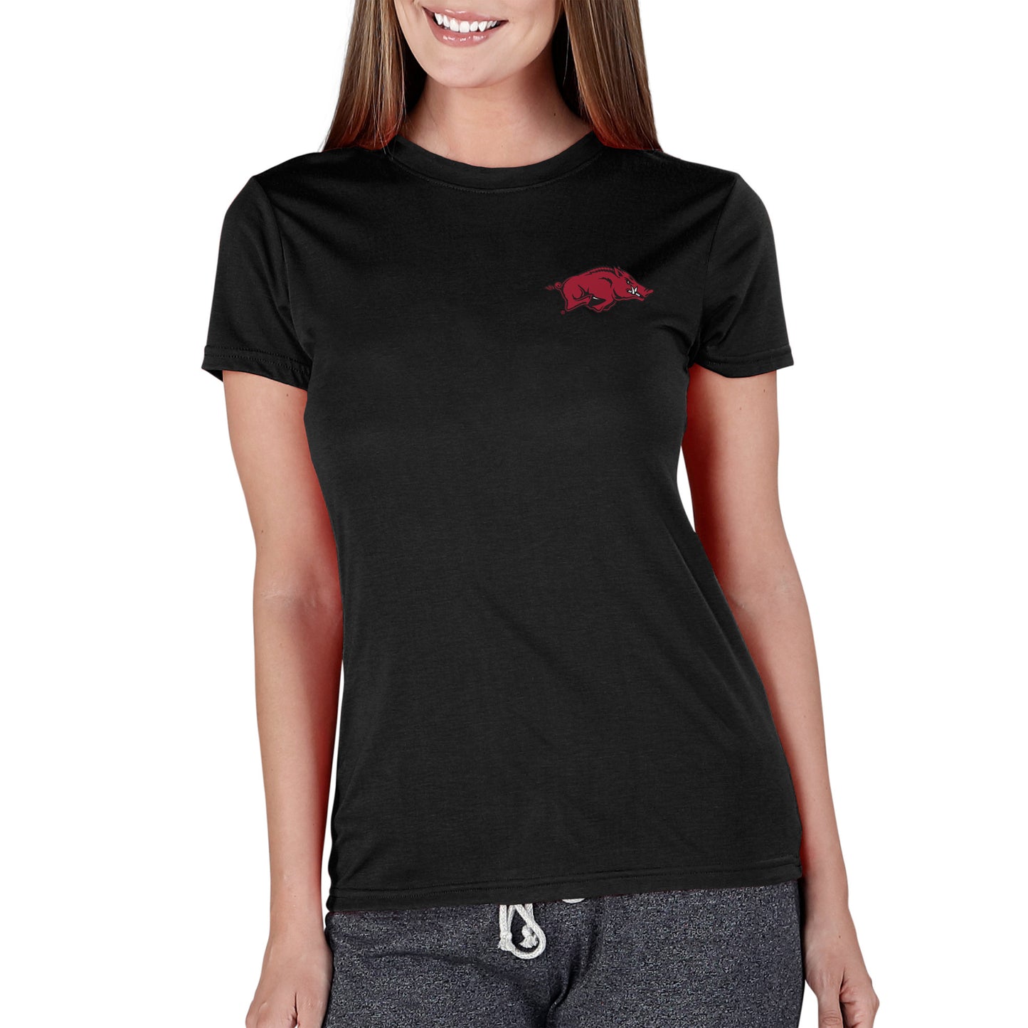 Women's Concepts Sport Black Arkansas Razorbacks Marathon Knit T-Shirt