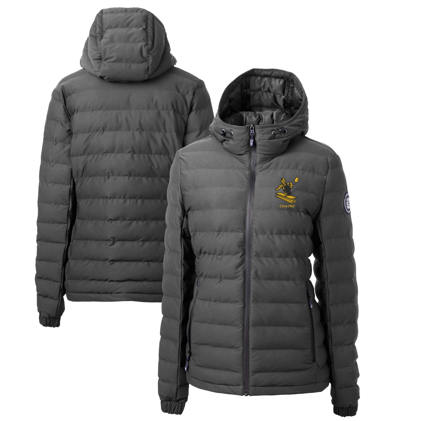 Women's Cutter & Buck Gray Pittsburgh Steelers Throwback Logo Mission Ridge Repreve Eco Insulated Full-Zip Puffer Jacket