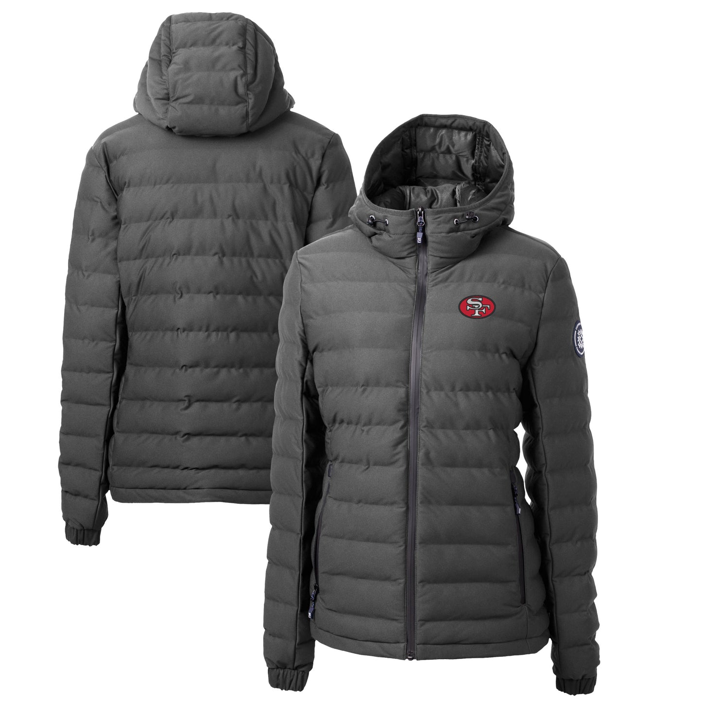Women's Cutter & Buck Gray San Francisco 49ers Throwback Logo Mission Ridge Repreve Eco Insulated Full-Zip Puffer Jacket