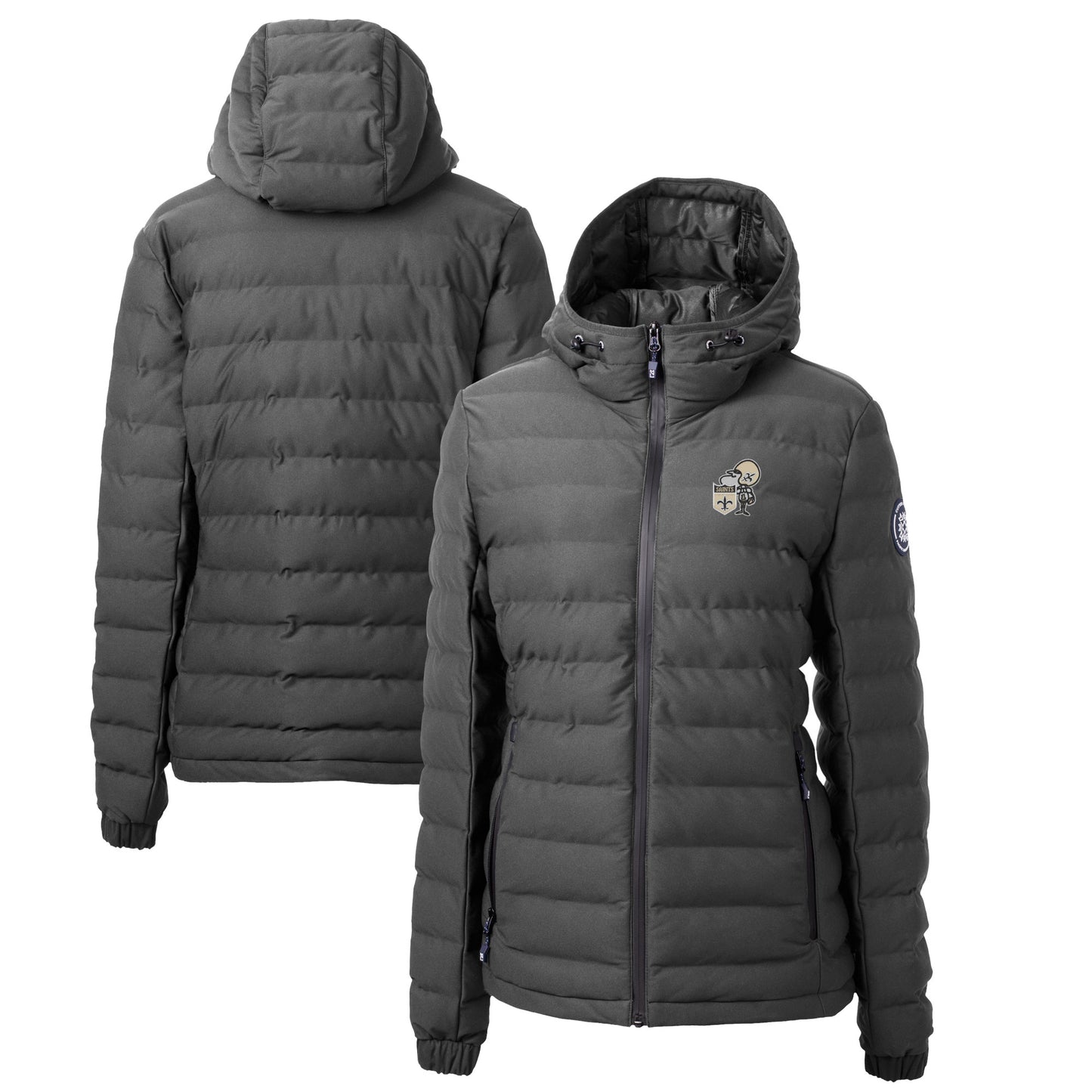 Women's Cutter & Buck Gray New Orleans Saints Throwback Logo Mission Ridge Repreve Eco Insulated Full-Zip Puffer Jacket