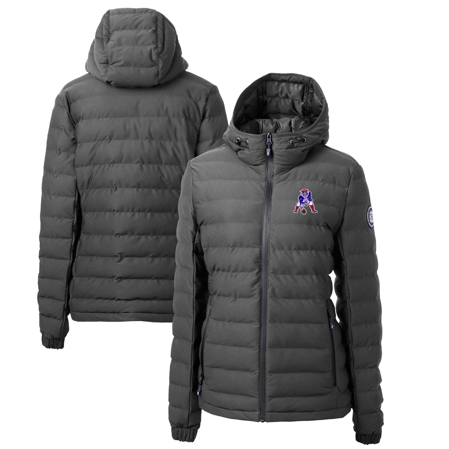 Women's Cutter & Buck Gray New England Patriots Throwback Logo Mission Ridge Repreve Eco Insulated Full-Zip Puffer Jacket