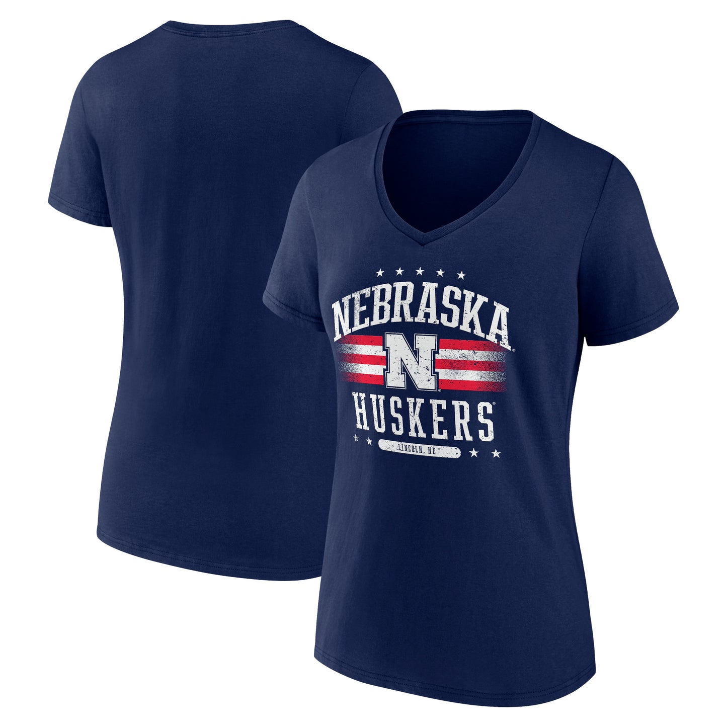 Women's Navy Nebraska Huskers Americana Team V-Neck T-Shirt
