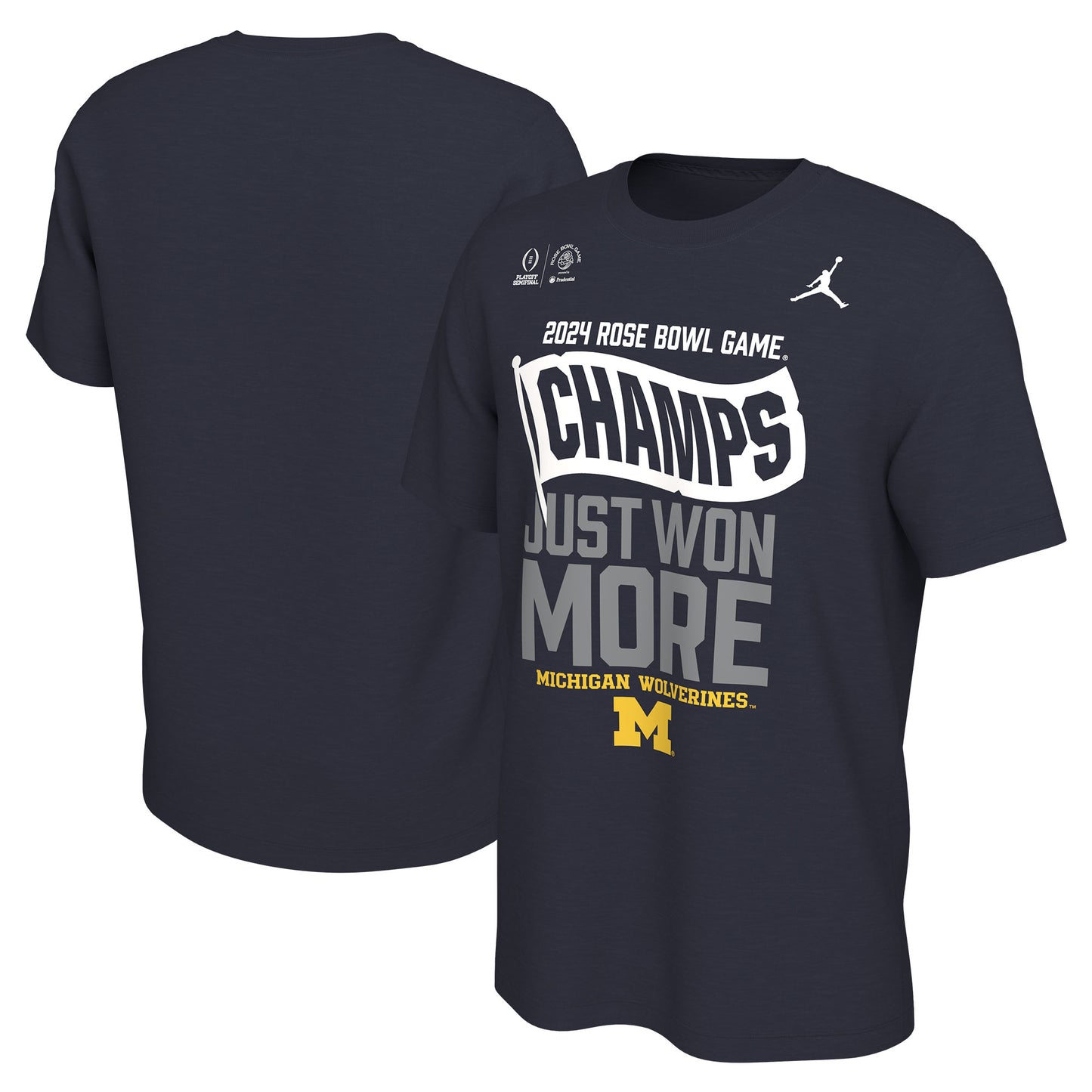 Men's Jordan Brand Navy Michigan Wolverines College Football Playoff 2024 Rose Bowl Champions Locker Room T-Shirt