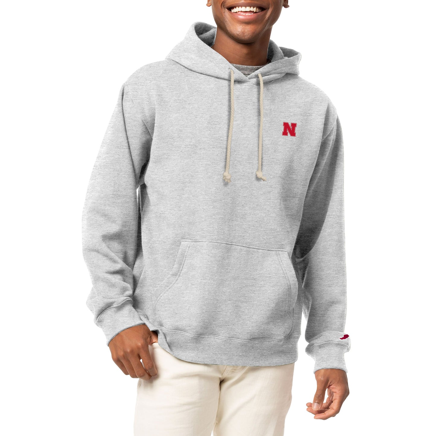 Men's League Collegiate Wear Heather Gray Nebraska Huskers Classic Oxford Essentials Pullover Hoodie