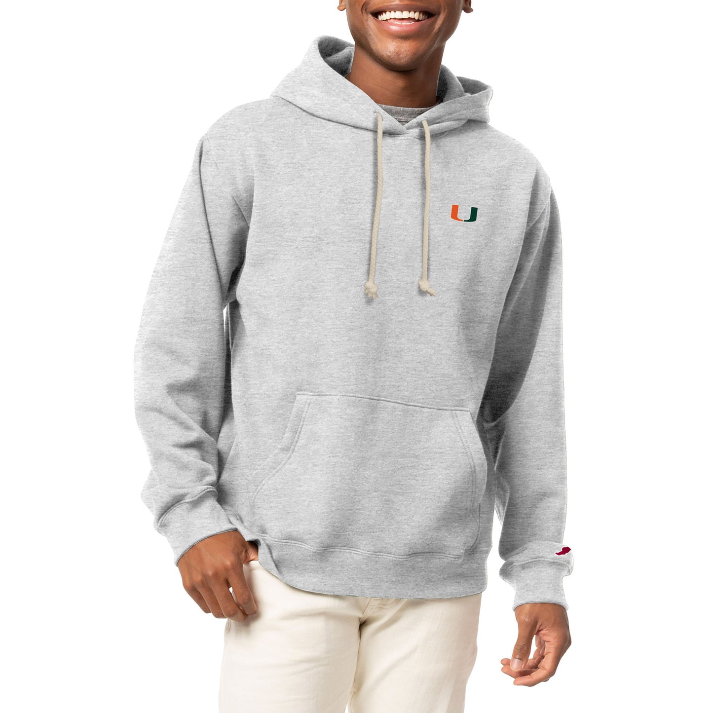 Men's League Collegiate Wear Heather Gray Miami Hurricanes Classic Oxford Essentials Pullover Hoodie
