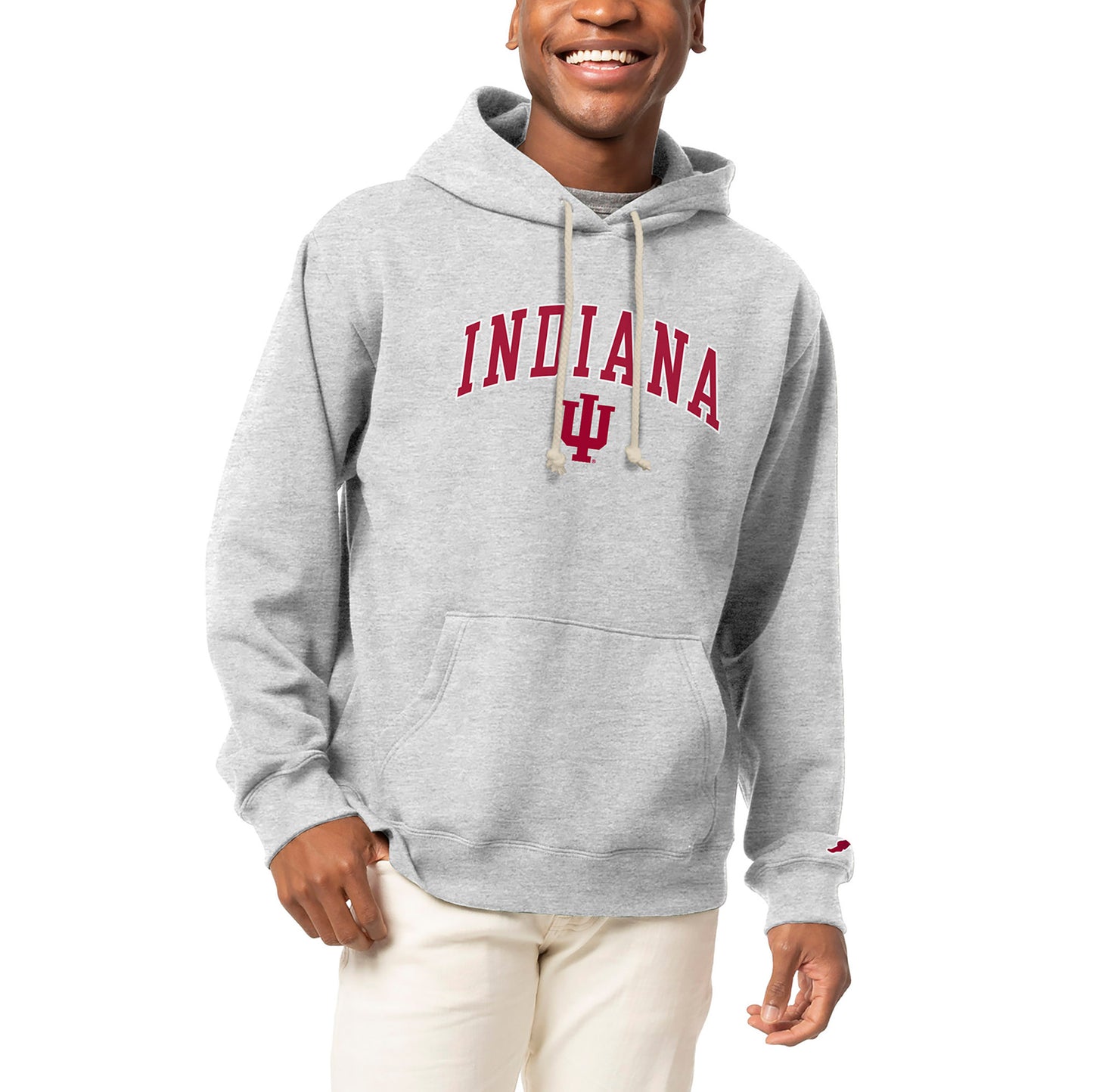 Men's League Collegiate Wear Heather Gray Indiana Hoosiers Arch Over Logo Essentials Pullover Hoodie