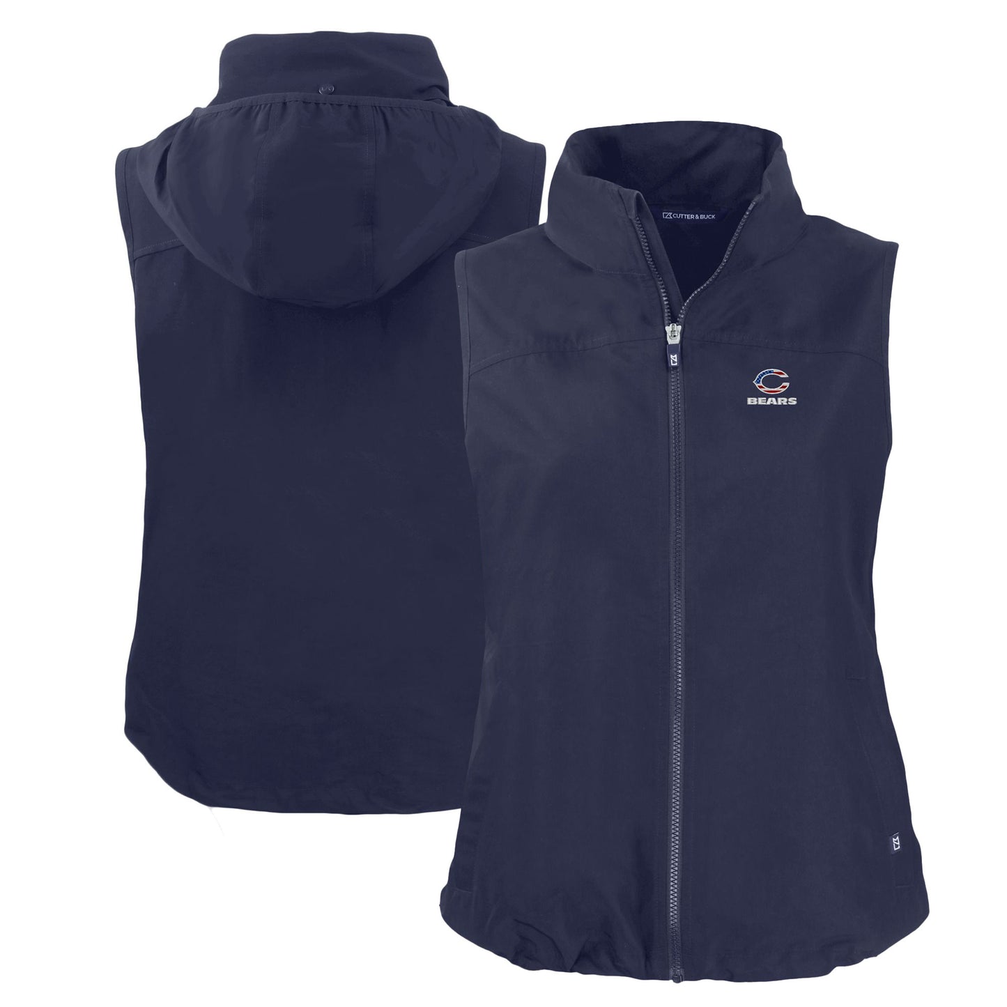 Women's Cutter & Buck Navy Chicago Bears Americana Charter Eco Recycled Full-Zip Vest