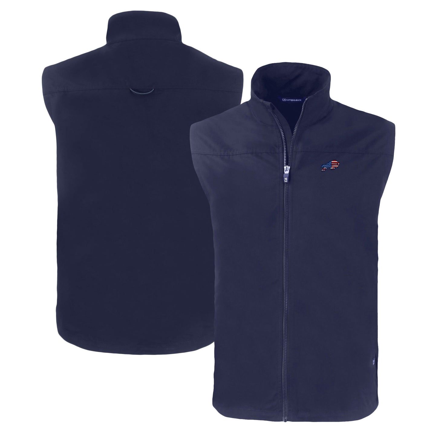 Men's Cutter & Buck Navy Buffalo Bills Americana Charter Eco Recycled Full-Zip Vest