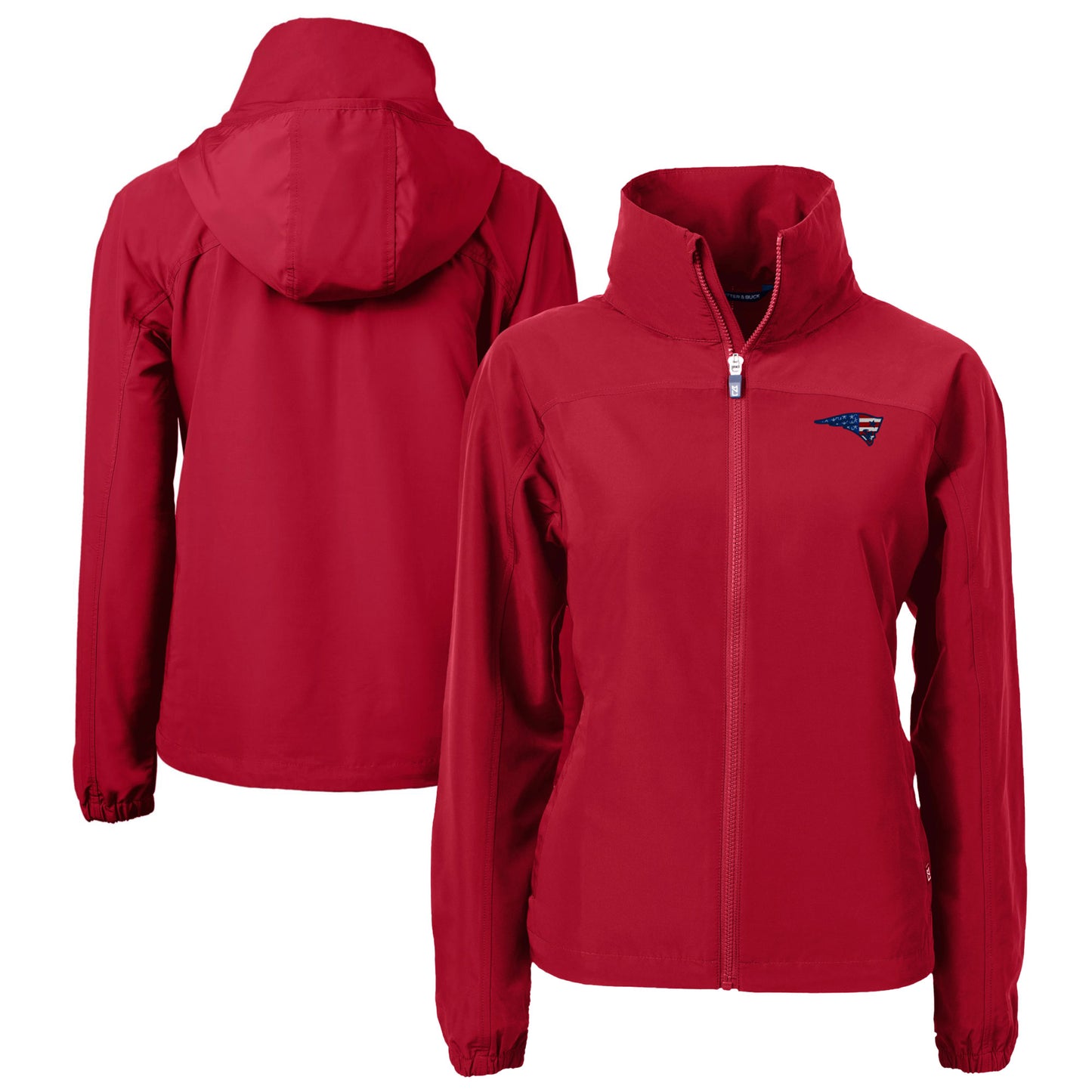 Women's Cutter & Buck Red New England Patriots Americana Charter Eco Recycled Full-Zip Jacket