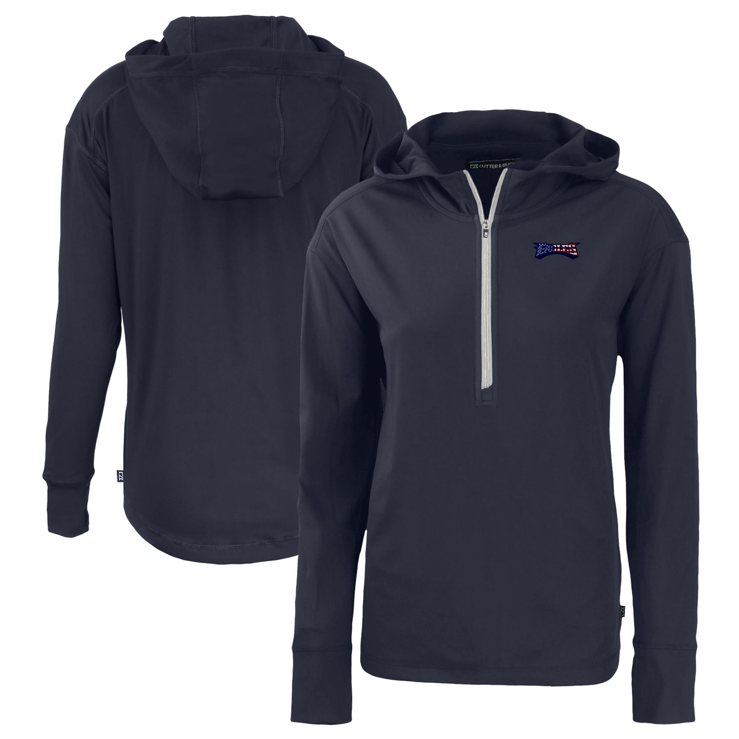 Women's Cutter & Buck Navy Philadelphia Eagles Daybreak Eco Recycled Half-Zip Hoodie