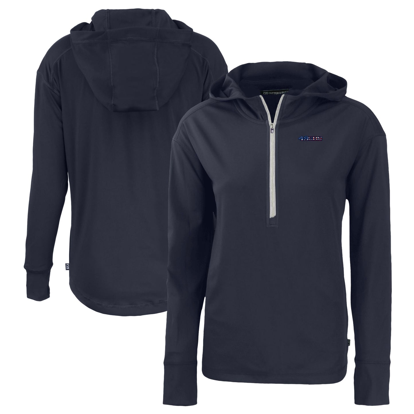 Women's Cutter & Buck Navy San Francisco 49ers Daybreak Eco Recycled Half-Zip Hoodie
