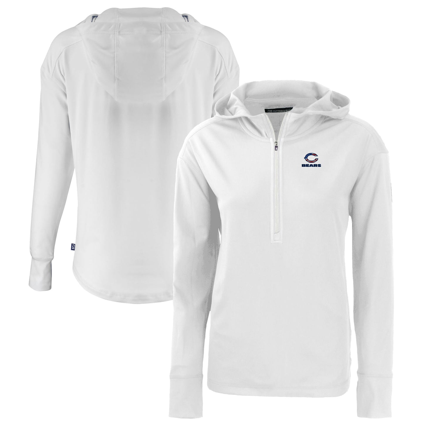 Women's Cutter & Buck White Chicago Bears Daybreak Eco Recycled Half-Zip Hoodie