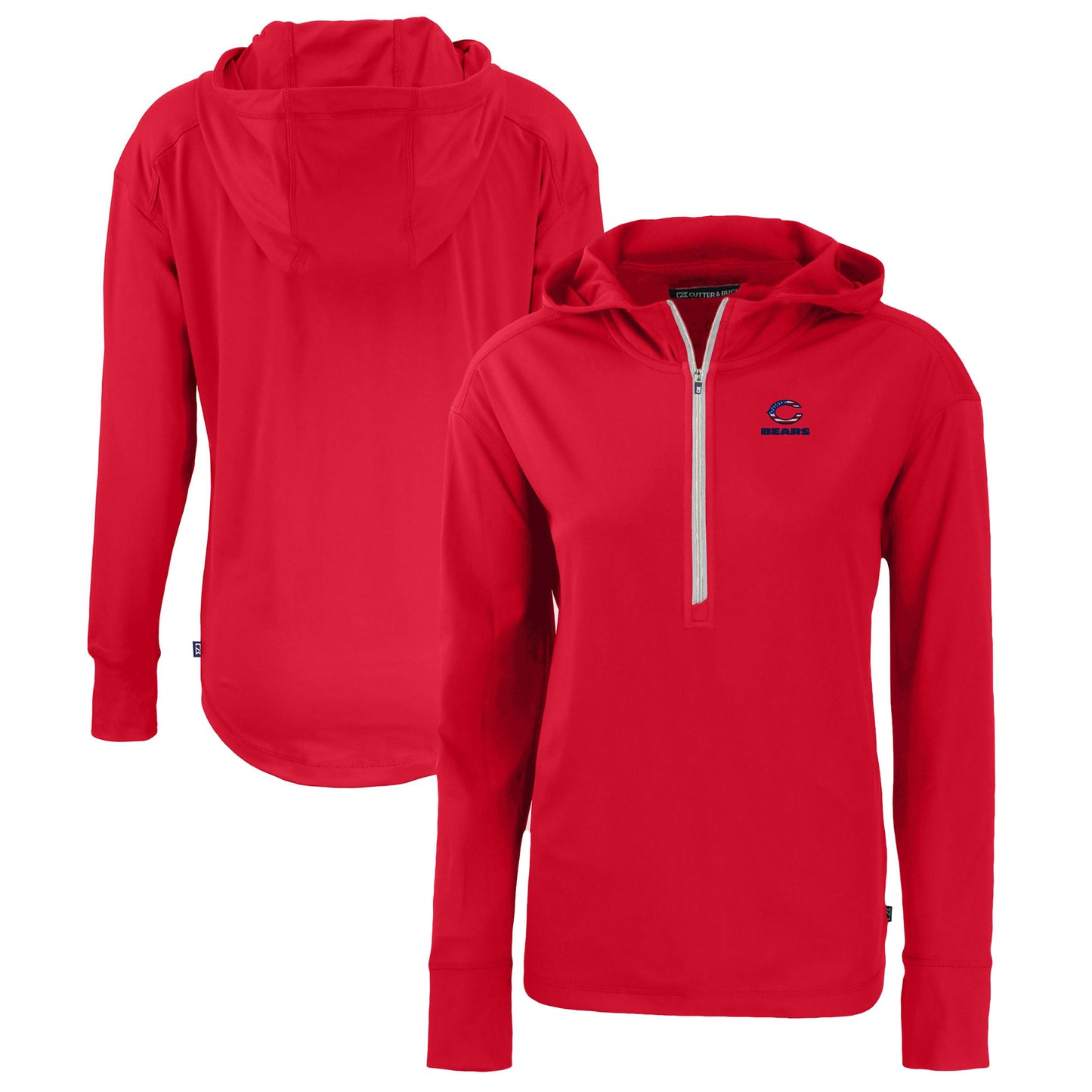 Women's Cutter & Buck Red Chicago Bears Daybreak Eco Recycled Half-Zip Hoodie