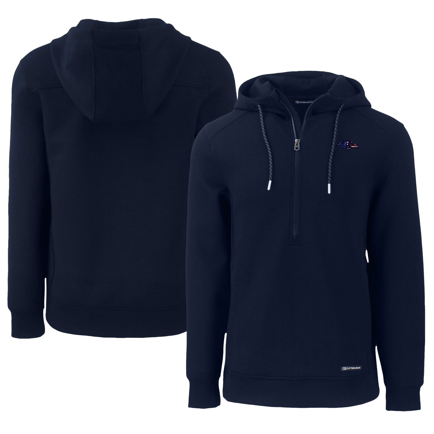 Men's Cutter & Buck Navy Baltimore Ravens Americana Roam Eco Half-Zip Recycled Pullover Hoodie