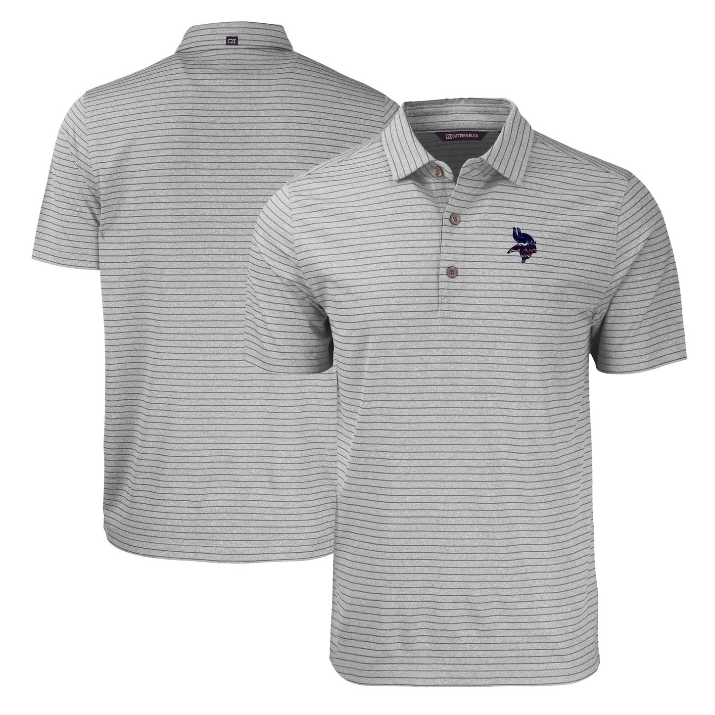 Men's Cutter & Buck Heather Gray Minnesota Vikings Big & Tall Americana Forge Eco Heather Stripe Stretch Recycled Polo