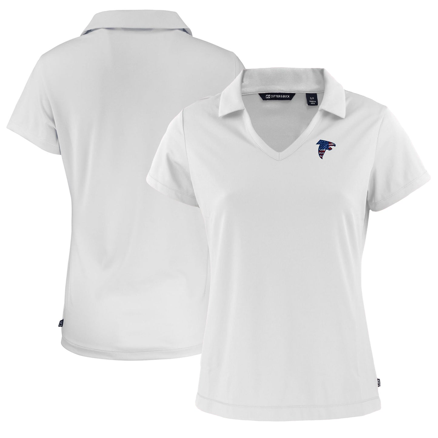 Women's Cutter & Buck White Atlanta Falcons Daybreak Eco Recycled V-neck Polo