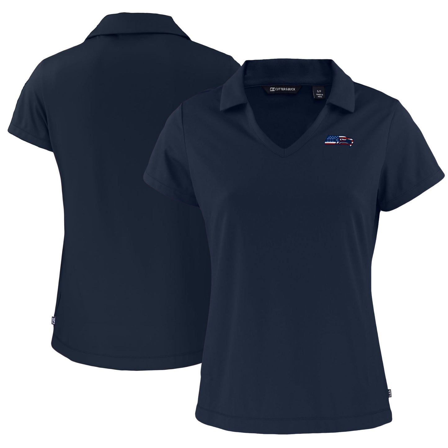 Women's Cutter & Buck College Navy Seattle Seahawks Daybreak Eco Recycled V-neck Polo