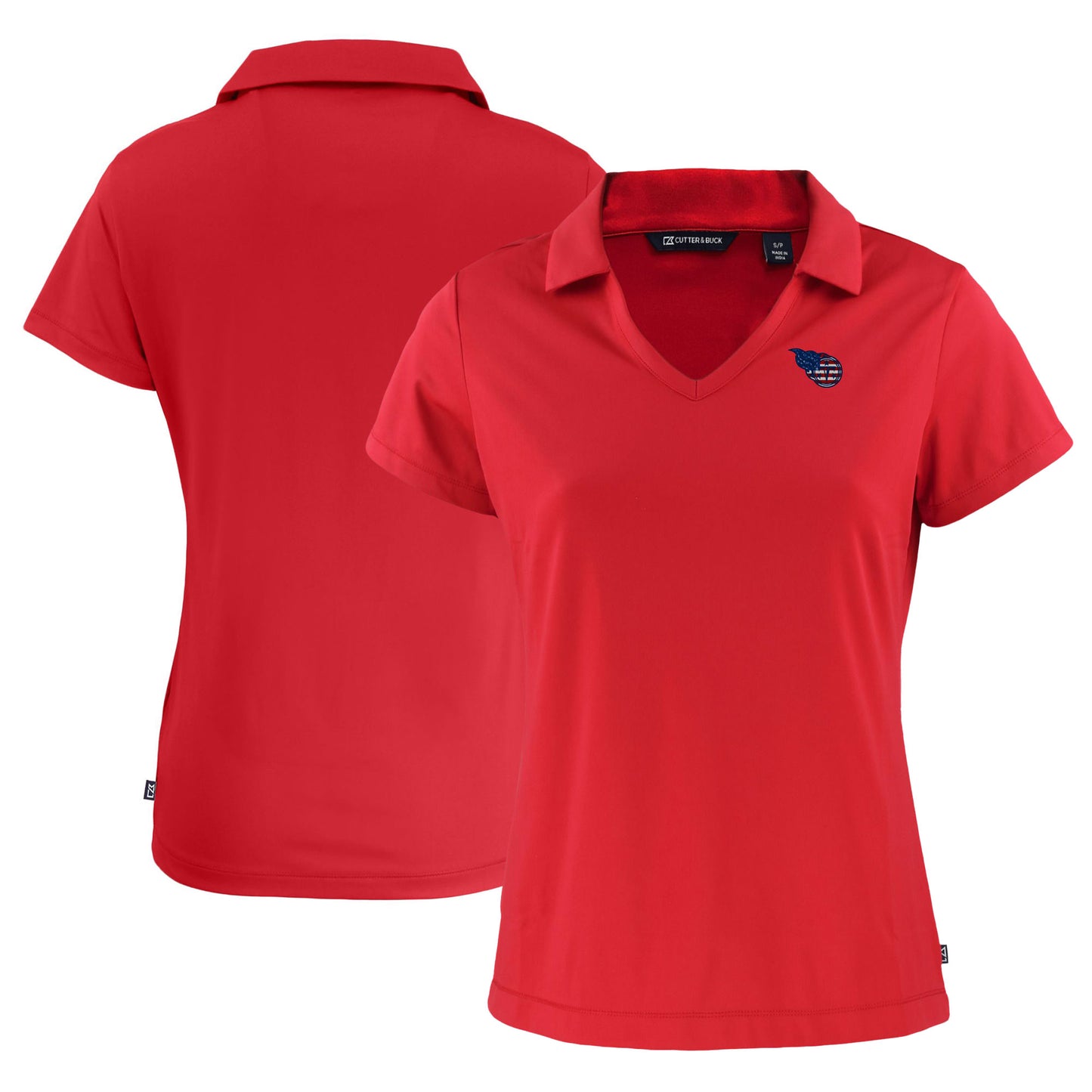 Women's Cutter & Buck Red Tennessee Titans Daybreak Eco Recycled V-neck Polo