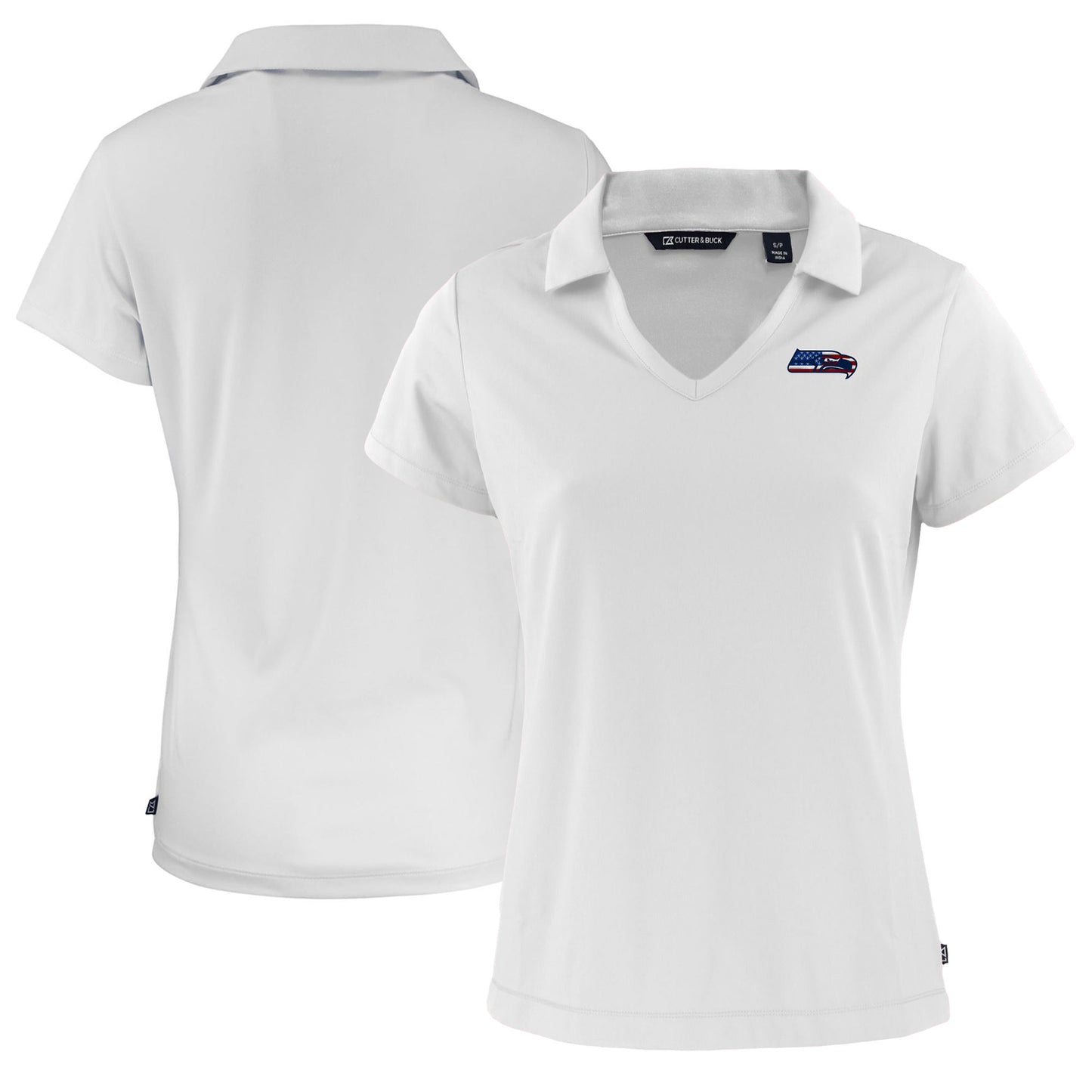 Women's Cutter & Buck White Seattle Seahawks Daybreak Eco Recycled V-neck Polo