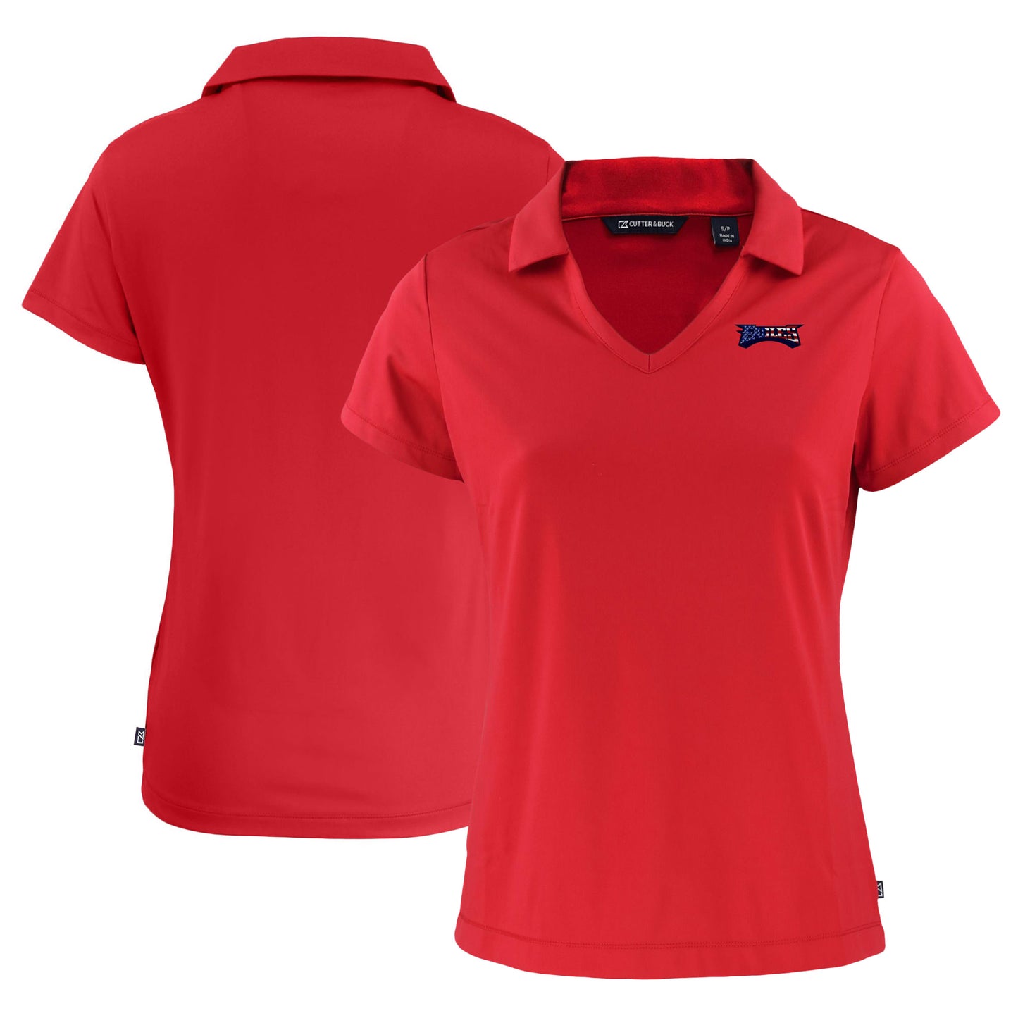 Women's Cutter & Buck Red Philadelphia Eagles Daybreak Eco Recycled V-neck Polo