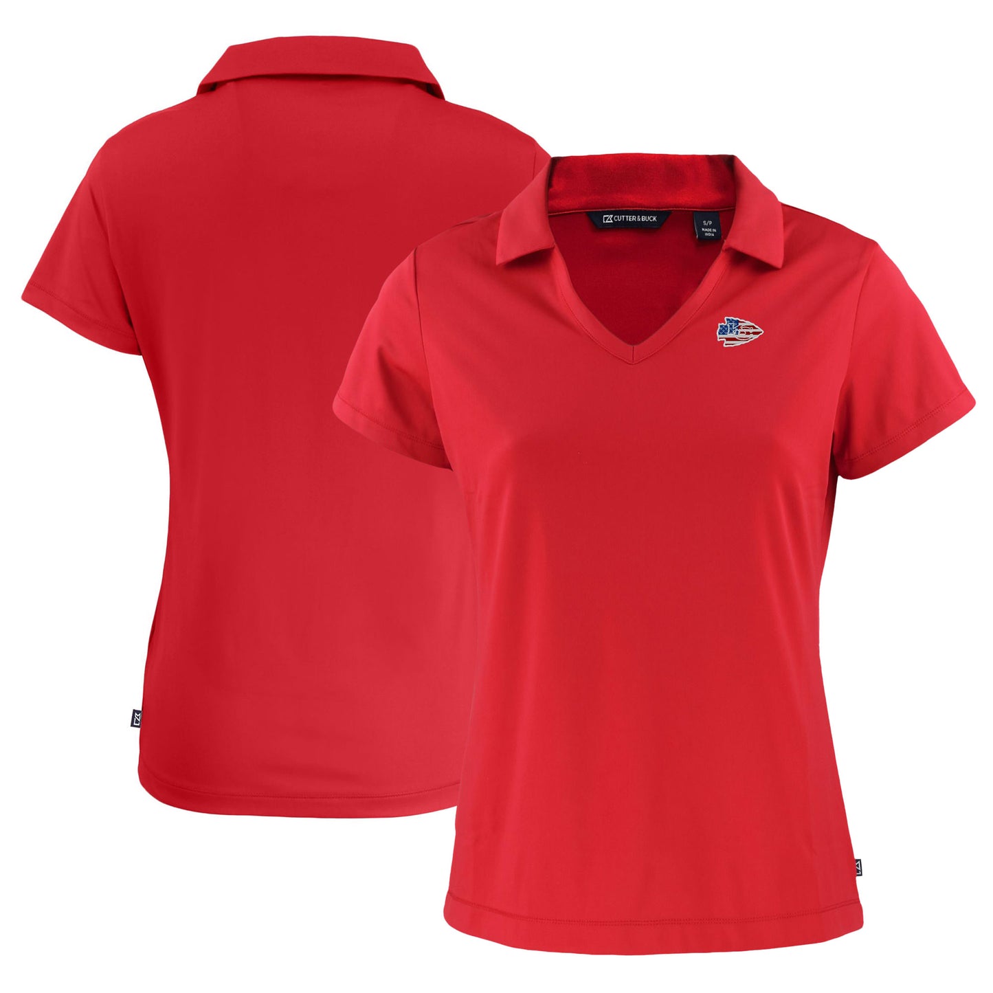 Women's Cutter & Buck Red Kansas City Chiefs Daybreak Eco Recycled V-neck Polo